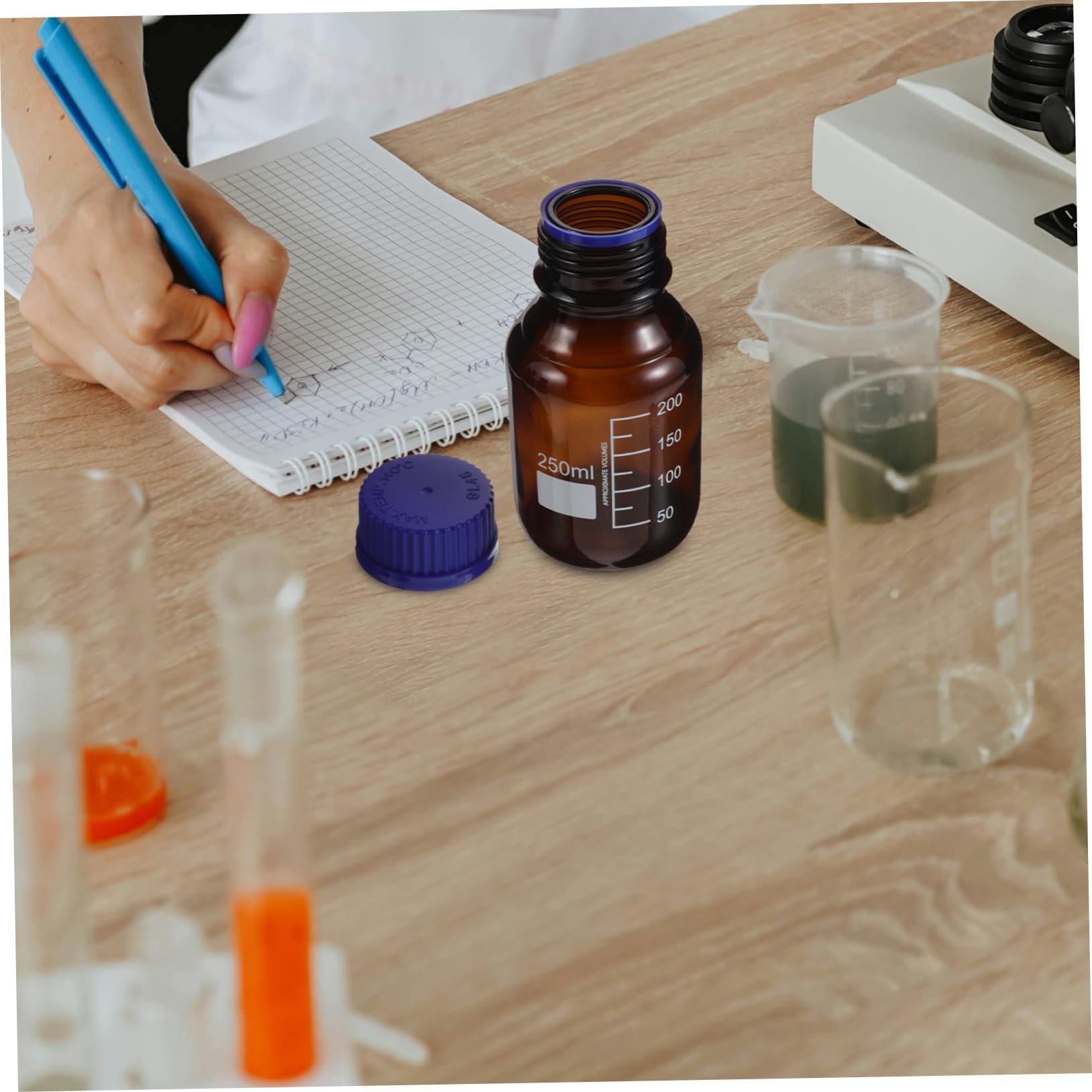 Luxshiny 3stücke Glasflasche mit Schraubverschluss Reagenzflasche für Chemikalien Laborflasche mit Graduierung Chemikalienbehälter Flüssigkeitsbehälter für Labore