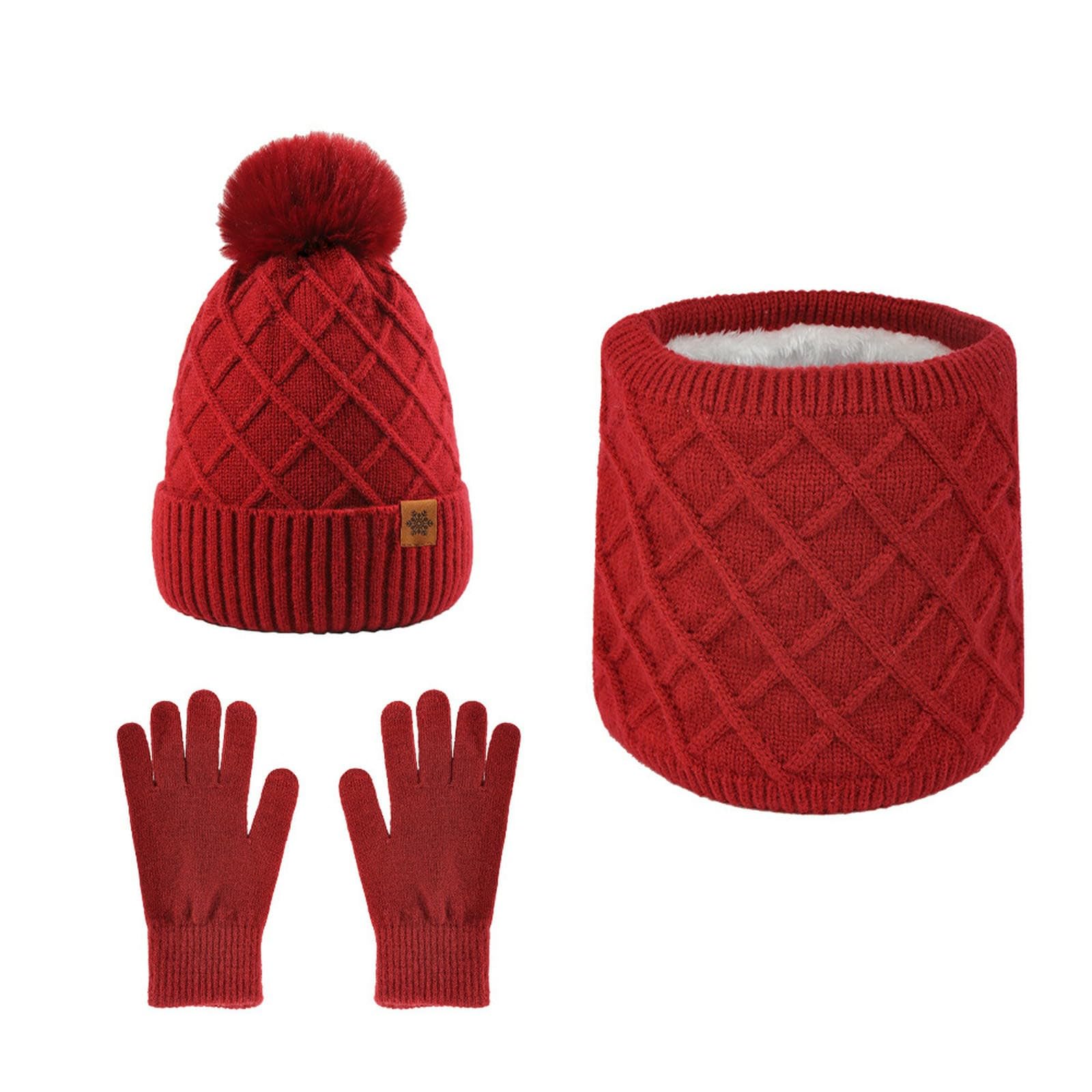 Wintermütze Schal Handschuhe Set Winterwarme, Doppellagige, Mit Fleece Gefütterte Strickmützen, Handschuhe, Schals Und Kältebeständig-dreiteiliges Schwarz