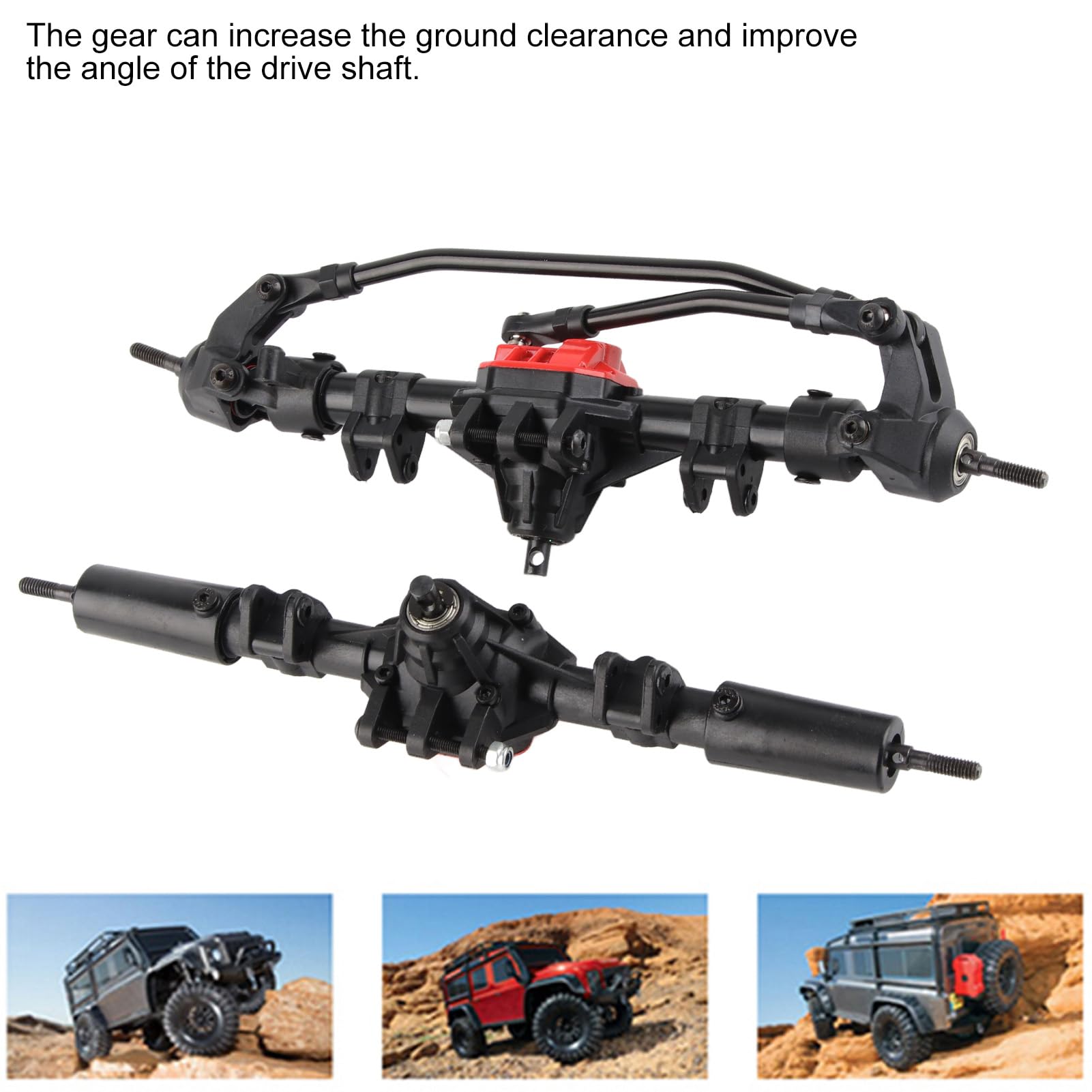 Generic Kompletny Zestaw Osi z Metalowymi Wałami Napędowymi do Samochodu RC 1/10 Axial SCX10 I II, Trwała Konstrukcja z Nylonu I Stali, Zwiększona wydajność Układu Napędowego