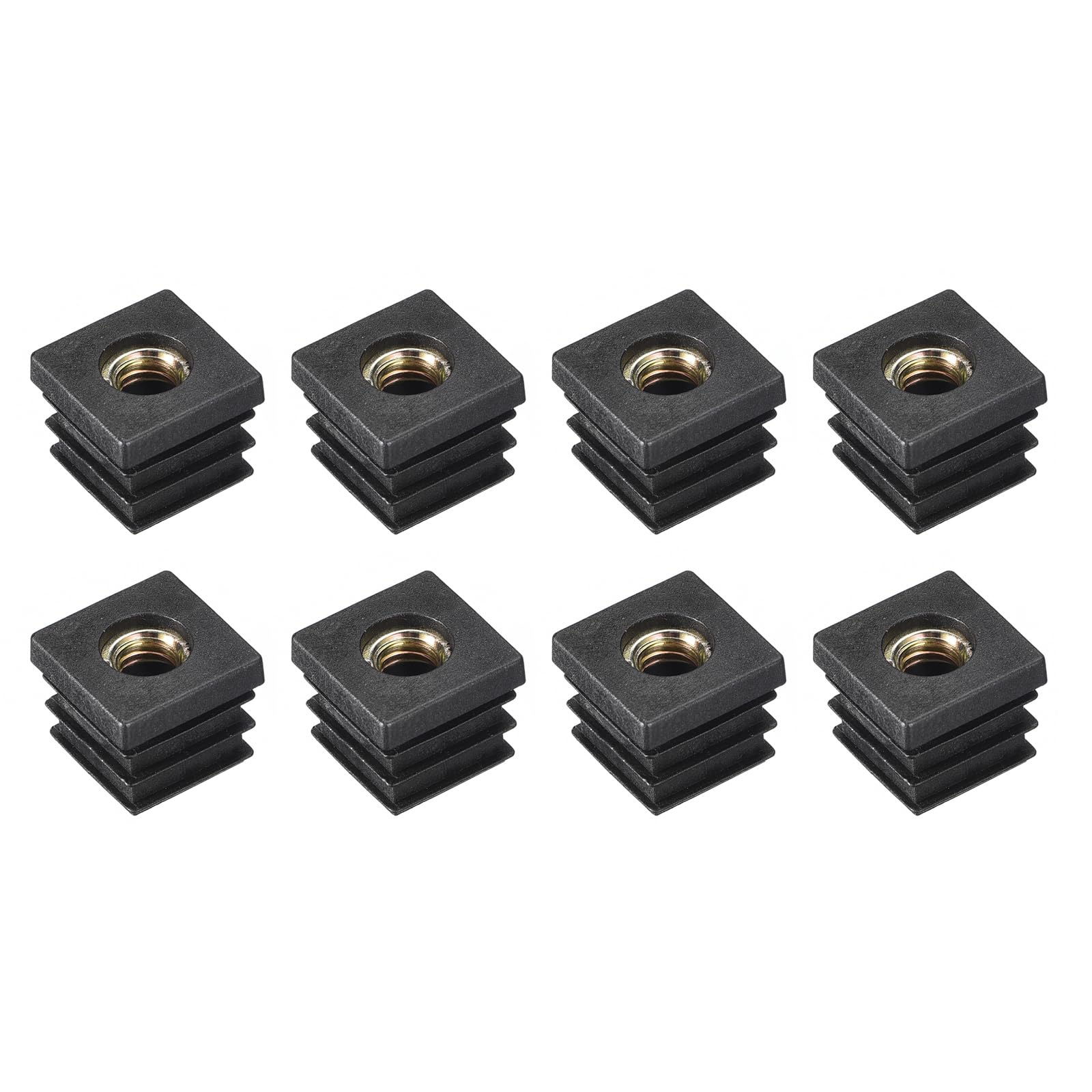 4 Conteras Goma Cuadrada Rosca 30x30 Mm - Diámetro 10 Mm, Negro, Protección Suelos Y Patas Muebles