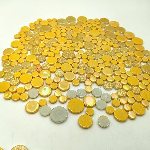 Miniatura 5 de Azulejos de mosaico de vidrio iridiscente redondos al azar de 1.1 libras, haciendo piezas creativas de mosaico de vidrio iridiscente para