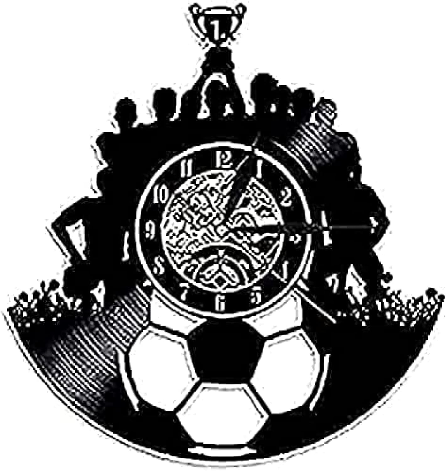 Round Wall Clock Football Wall Clock Football Team Applique Football Team Champion Mood Lighting Souvenir Triumph Wall Clock Diameter 30 Cm Wall Art Decorative Gift