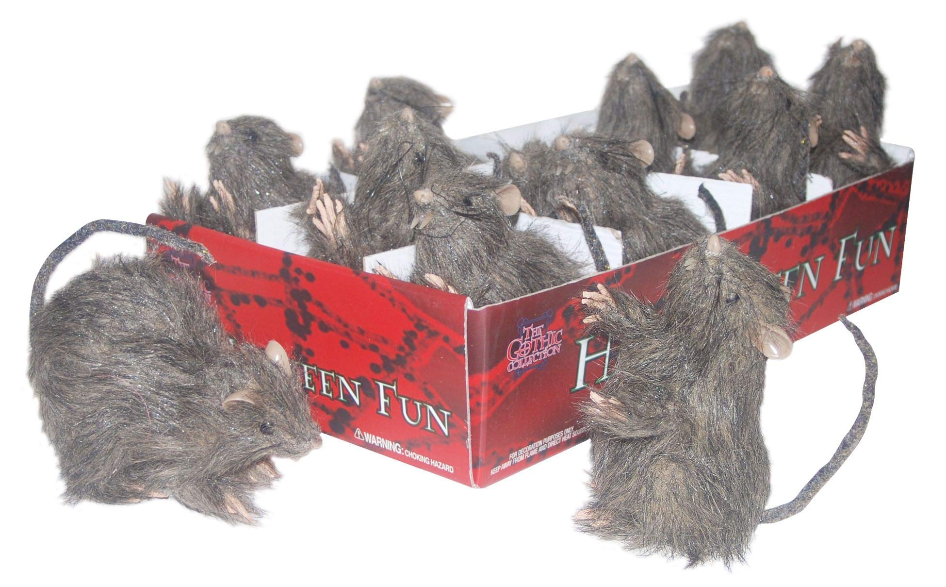 Buy Fake Gray Realistic Hairy Rat Stuffed Halloween Decoration for