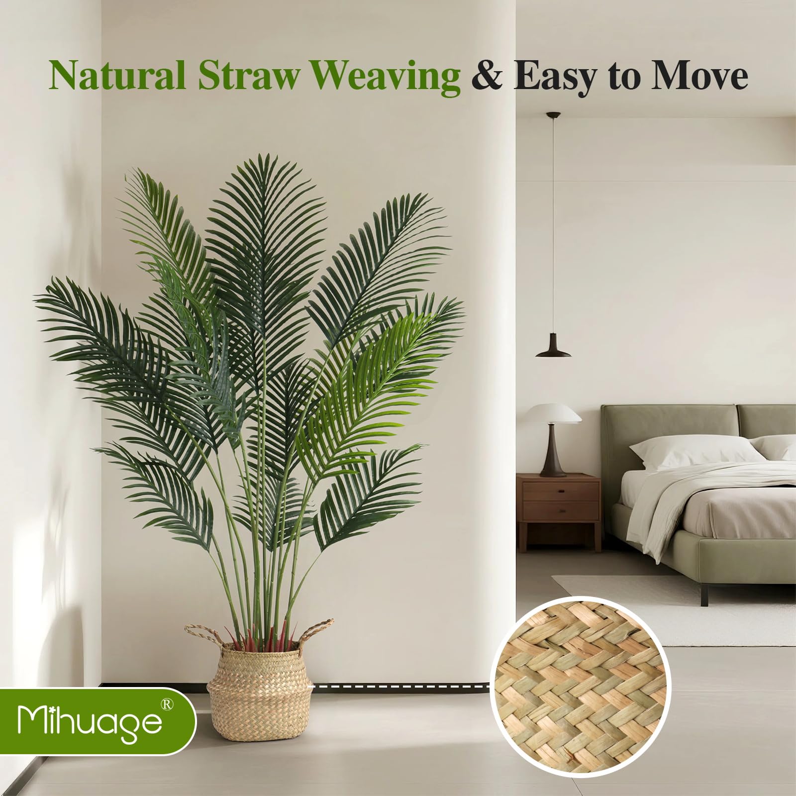 MIHUAGE Palma Areca artificiale, 160 cm, albero realistico per decorazione domestica, Ramadan e decorazione moderna per la casa, per interni ed esterni e ufficio, regalo perfetto per l'inaugurazione