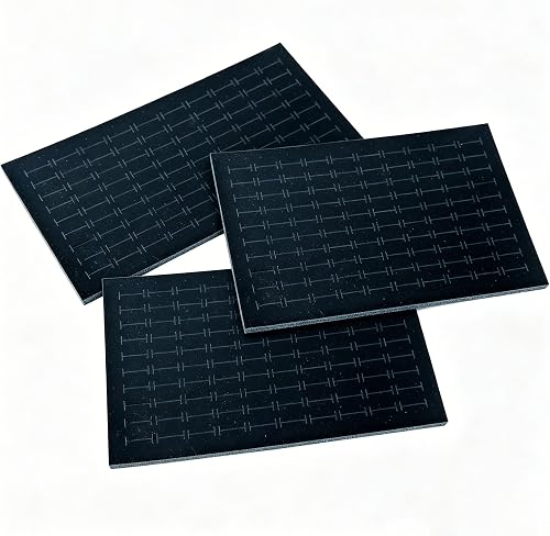Dzrige Black Velvet Jewelry Box Inserts,Ring Holder Display Foam Pad,3 Pack | Insert Fits 11.2x7.08" Boxes,Secures Rings,Earrings & Brooches.Stackable,Ideal For Dresser Or Travel Organization .