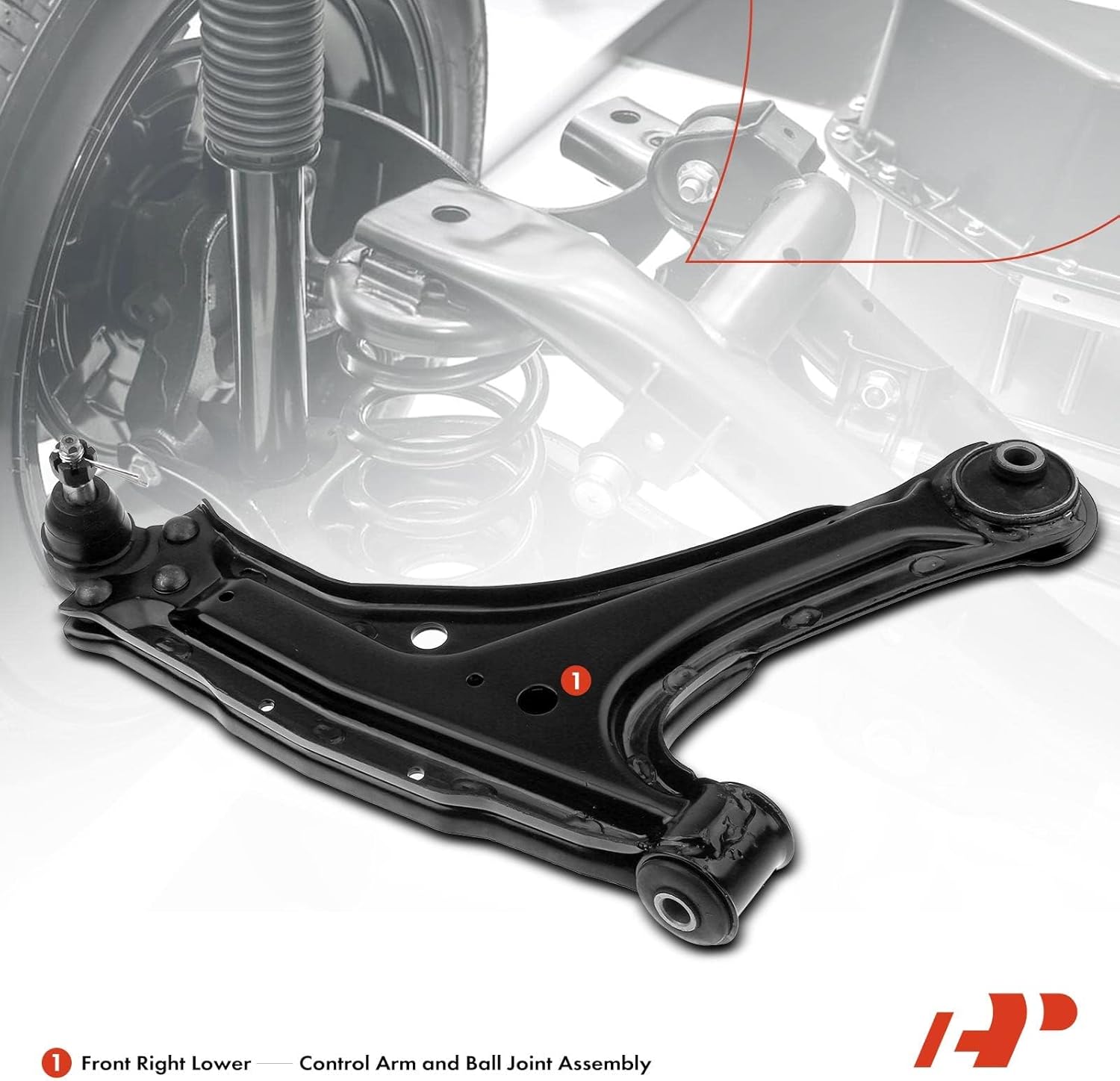 A-Premium Front Right Lower Control Arm, with Ball Joint & Bushing, Compatible with Chevy Classic 04-05, Malibu 97-03, Oldsmobile Alero 99-04, Cutlass 97-99, Pontiac Grand Am 99-05