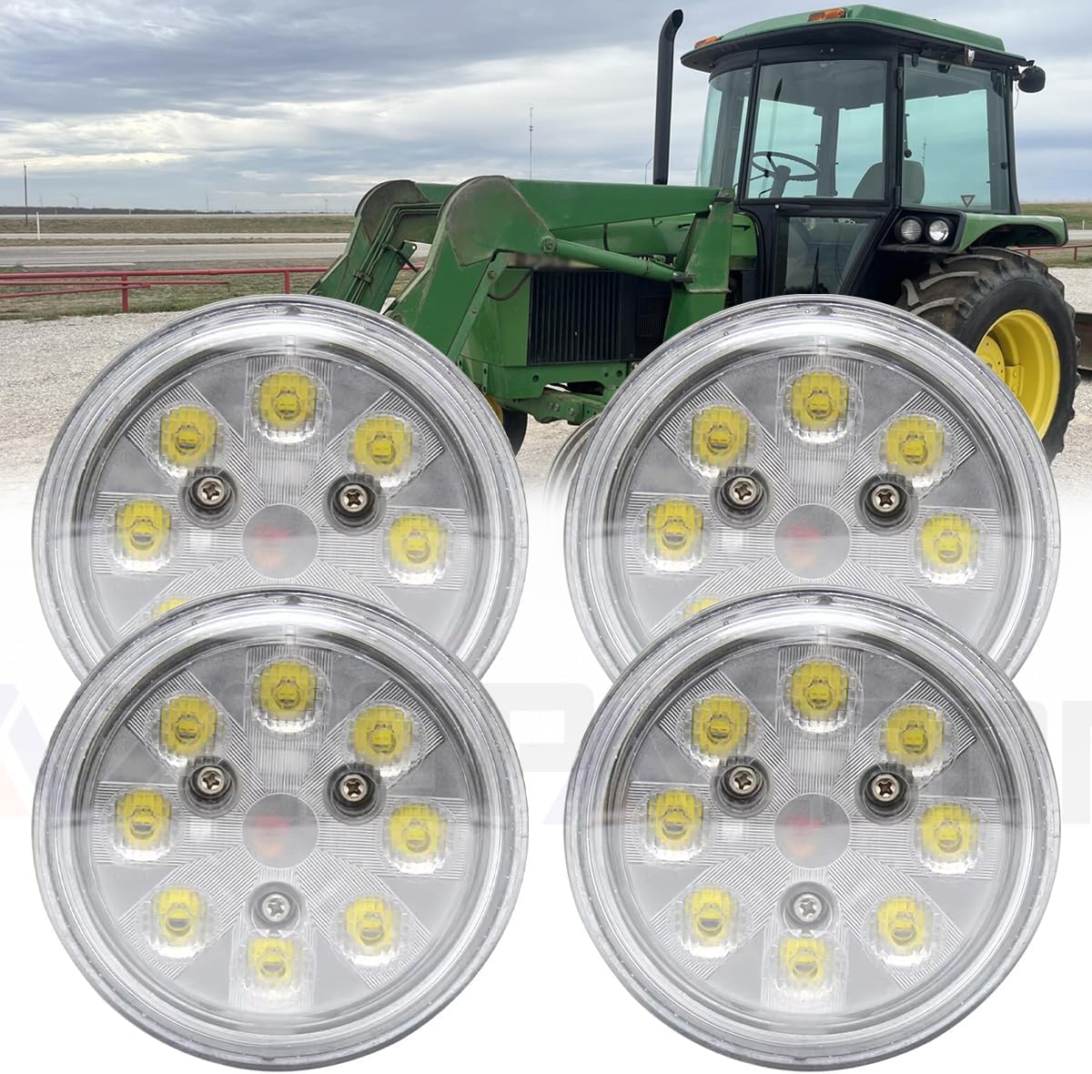 24W Par36 LED Tractor Lights Hi-lo Round LED Work Light 12V Compatible for Deere-Case-IH Ford New Hollan RE285628 RE561116 RE561117, 6000K White Agriculture Replacement Light (4Pcs)