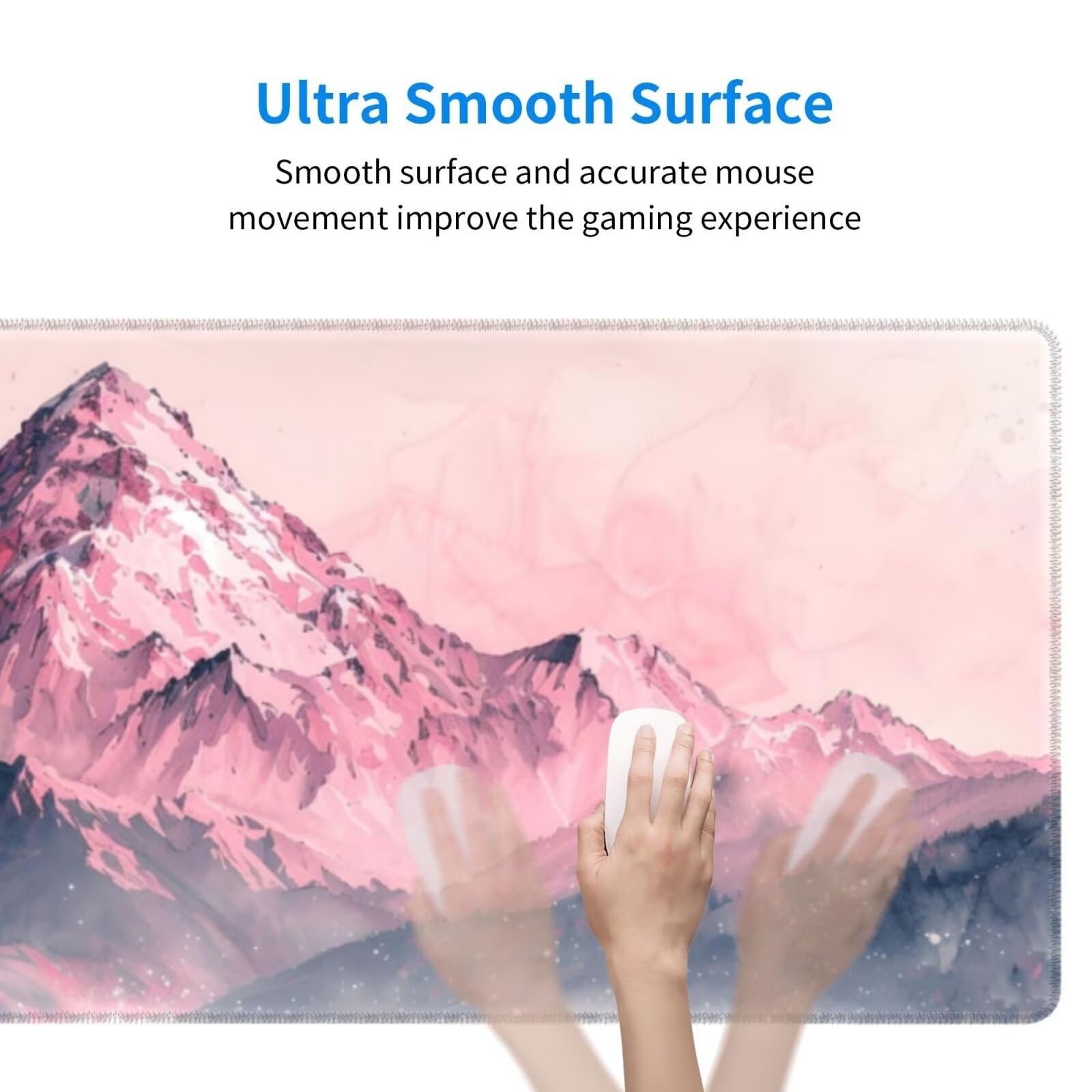 Tappetino Mouse, Tappetino Mouse Gaming Grande XXL 1500x800x3mm Tappetino Scrivania Mouse Pad, Base in Gomma Antiscivolo, Bordi Cuciti,Lavabile, Mousepad per Ufficio e Gaming (Montagne Rosa) R-176