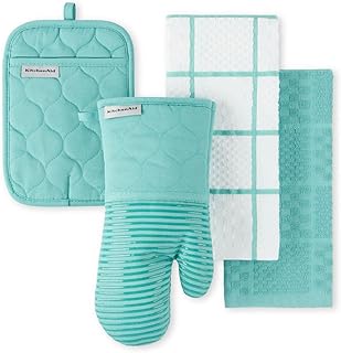 KITCHENAID Quilted Cotton Terry Cloth Oven Mitt, Pot Holder, Kitchen Tow...