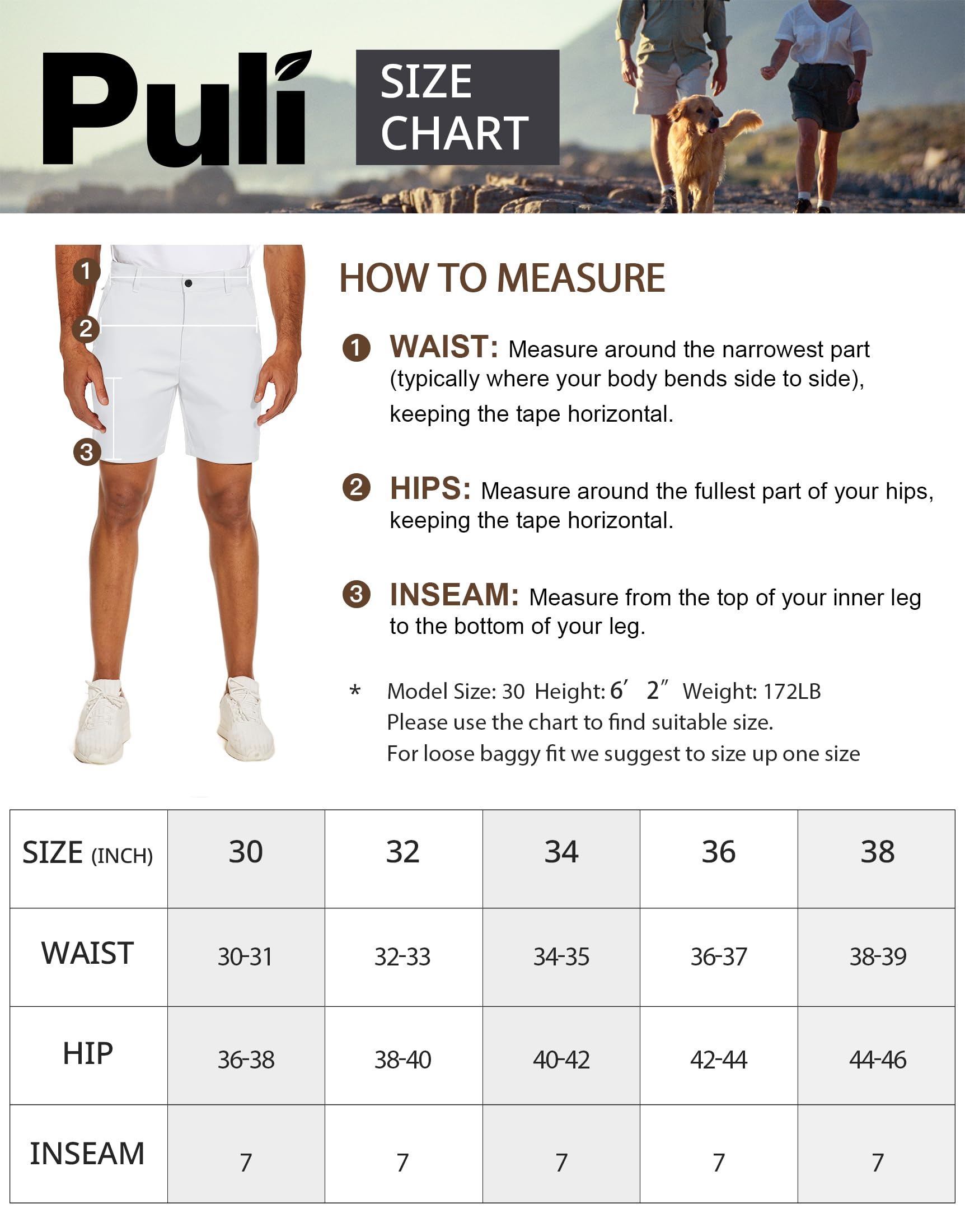 PULI Pantalones cortos de golf para hombre, parte delantera plana, híbridos, 7 pulgadas, ligeros, de secado rápido, estilo chino casual, con bolsillos