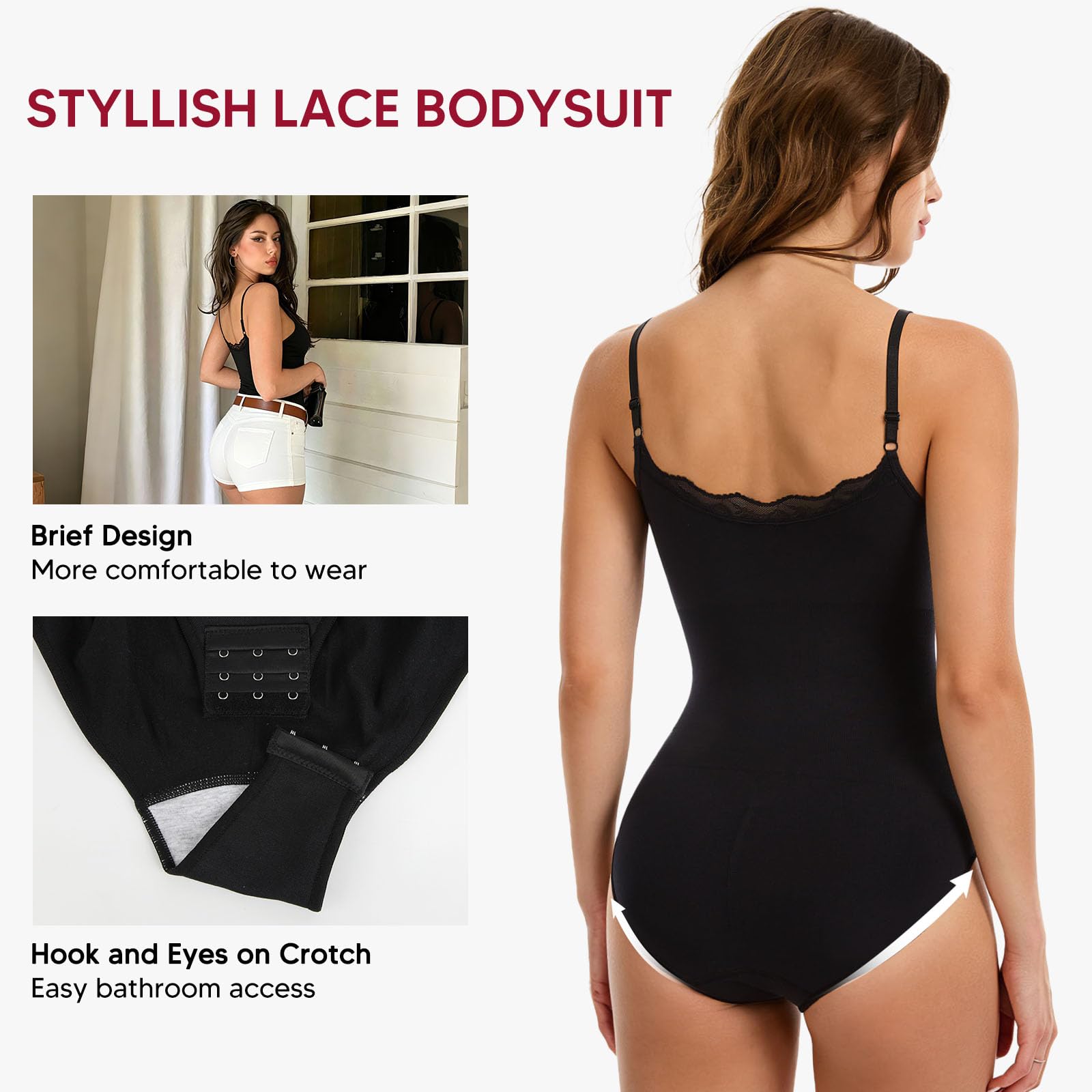 Joyshaper Shapewear Damen Bauchweg Spitzen Body Shaper Shaping Bodysuit Formende Bodys Miederbody Figurformender Stringbody