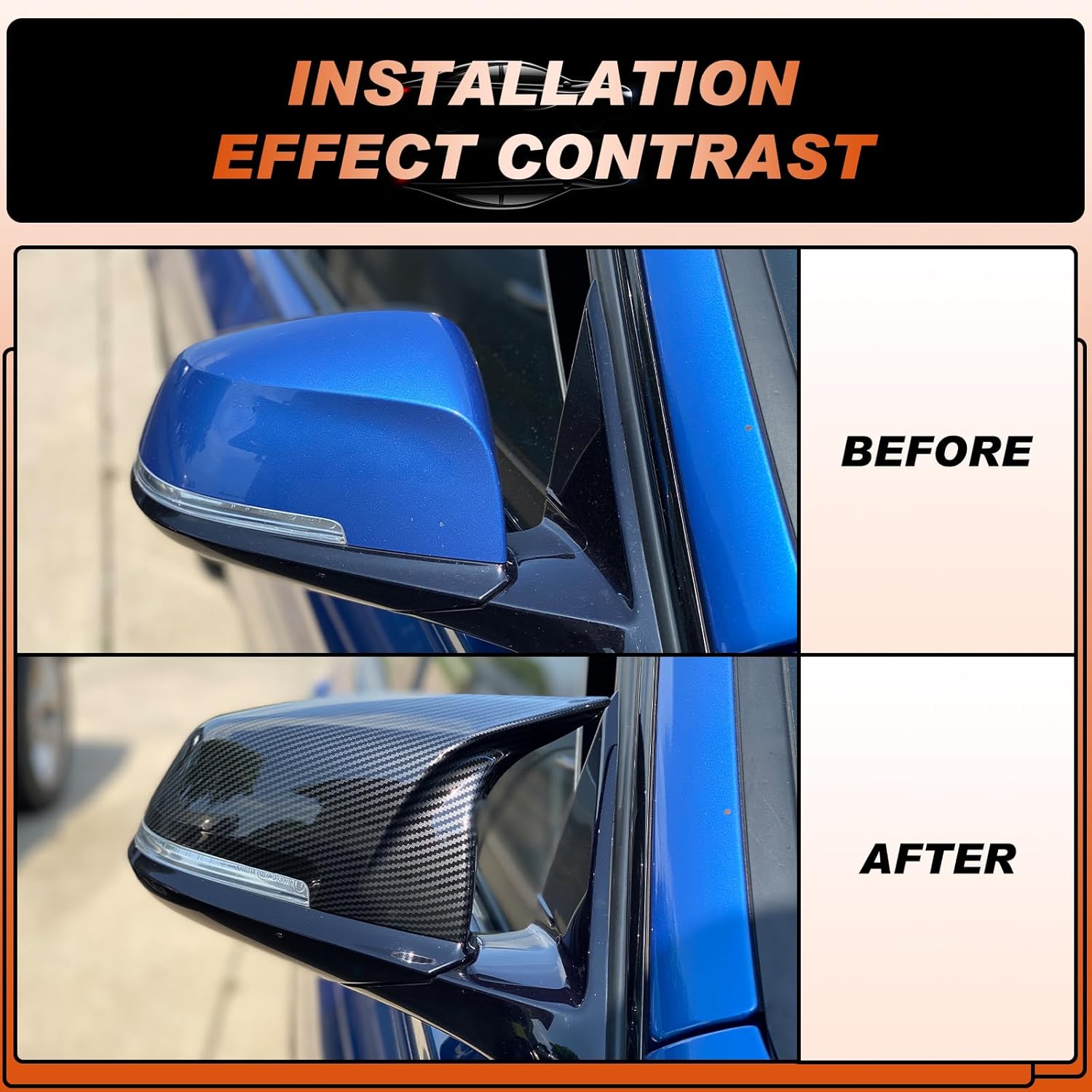 ACLONG Carbon Fiber Mirror Cover Caps Rearview Side Mirror Covers Compatible with BMW F20 F21 F22 F30 F31 F32 F36 F87 E84 GT 3GT X1 M2 M3-1Pair