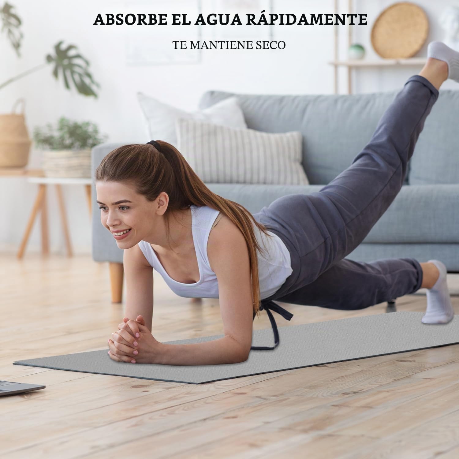 1 toalla de yoga, transpirable y absorbente del sudor, lavable a máquina, toallas de yoga, partículas antideslizantes, adecuada para pilates, fitness, meditación (gris)
