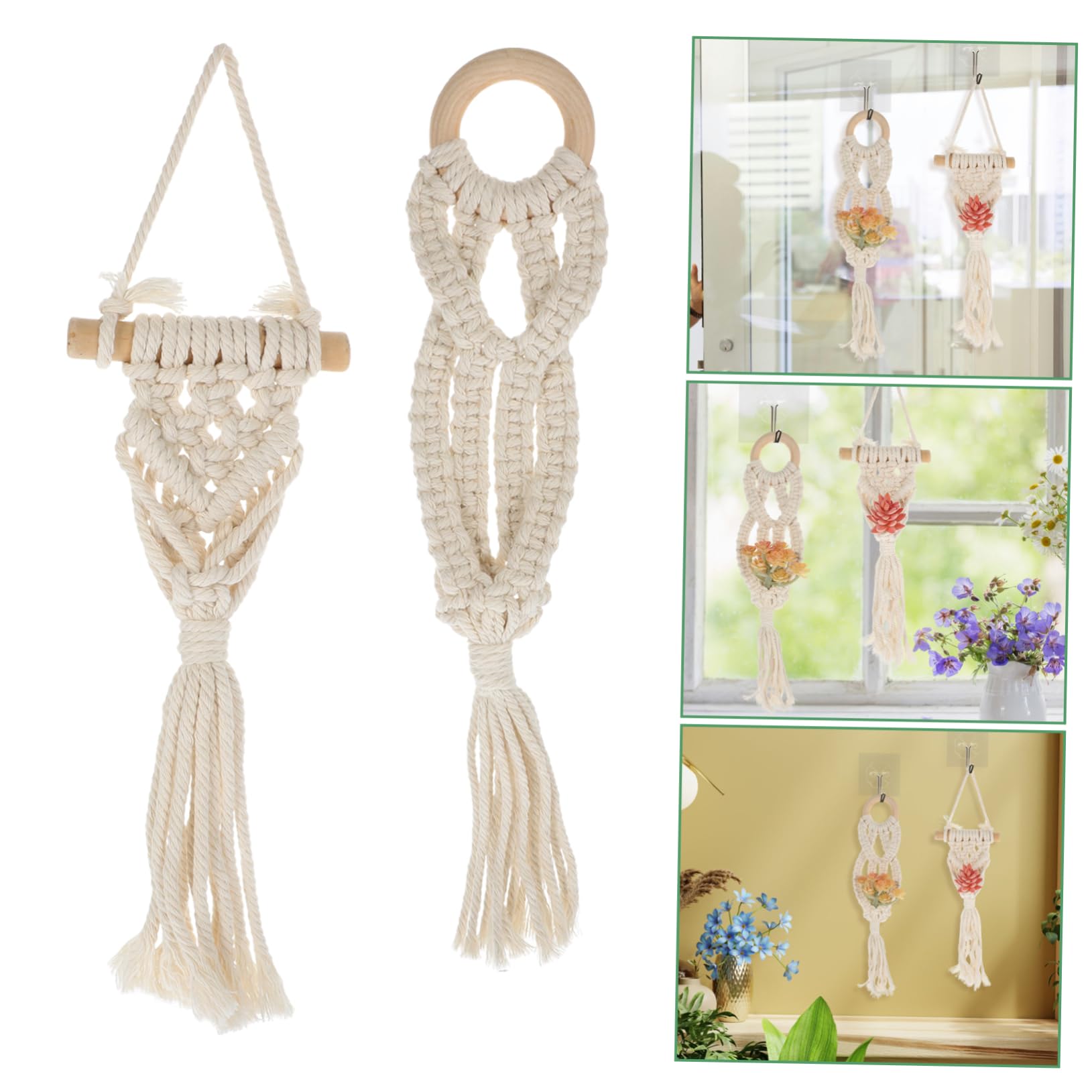 BESPORTBLE 6pezzi Fioriere Sospese Macramè Portavasi Woven Per Piante Da Ed Esterno Decorazione Boho Per Balconi e Ambienti Con Design Elegante e Resistente Per Ottimizzare Spazi e