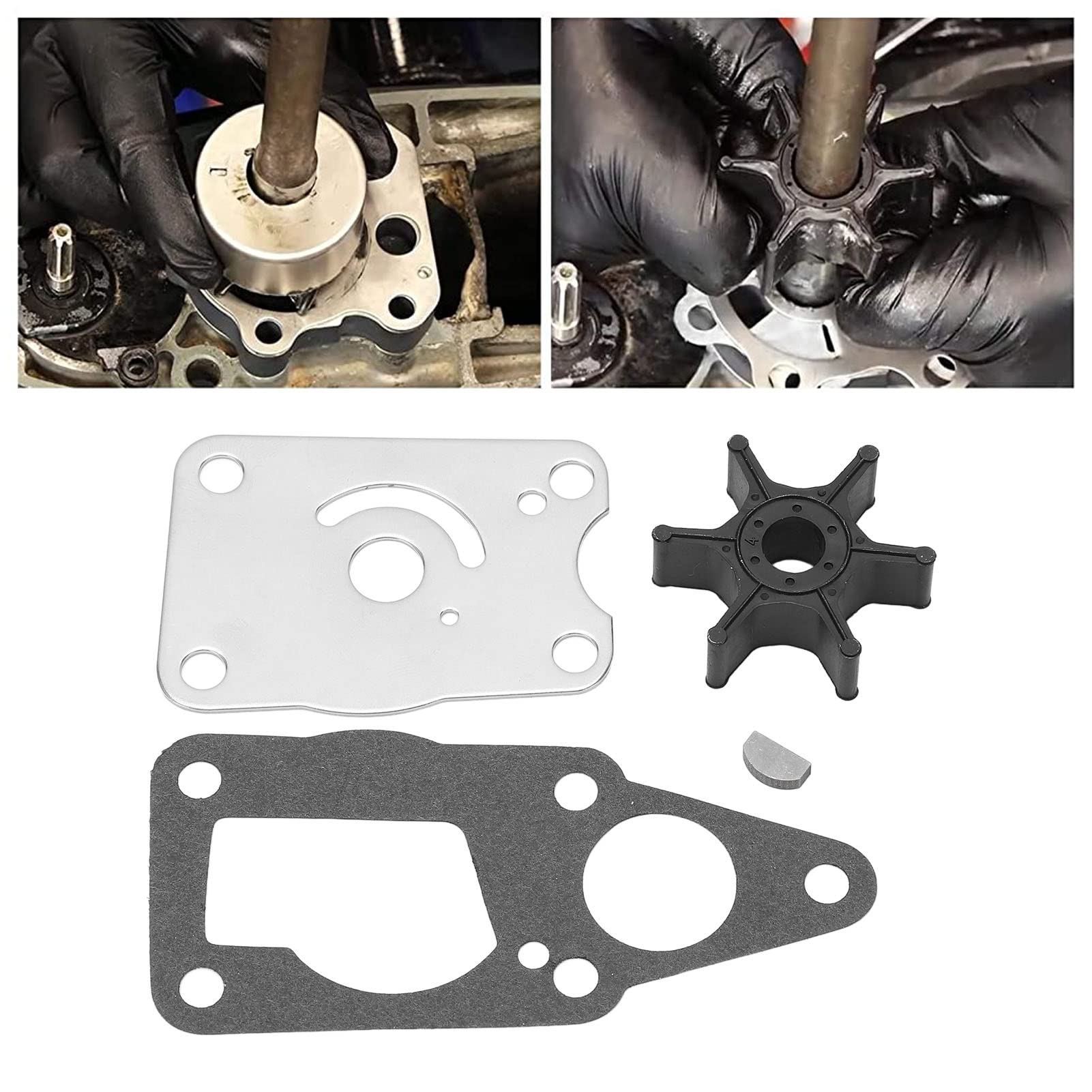 OUKENS Reparatursatz für Wasserpumpenlaufräder, 17400-98661 Wasserpumpenlaufrad-Service-Kit für Suzuki 4-Takt 4 5 PS DF4 DF5 Außenbordmotoren 17400-986L1 17400-98660 5034323 Modelle Sierra 18-3266
