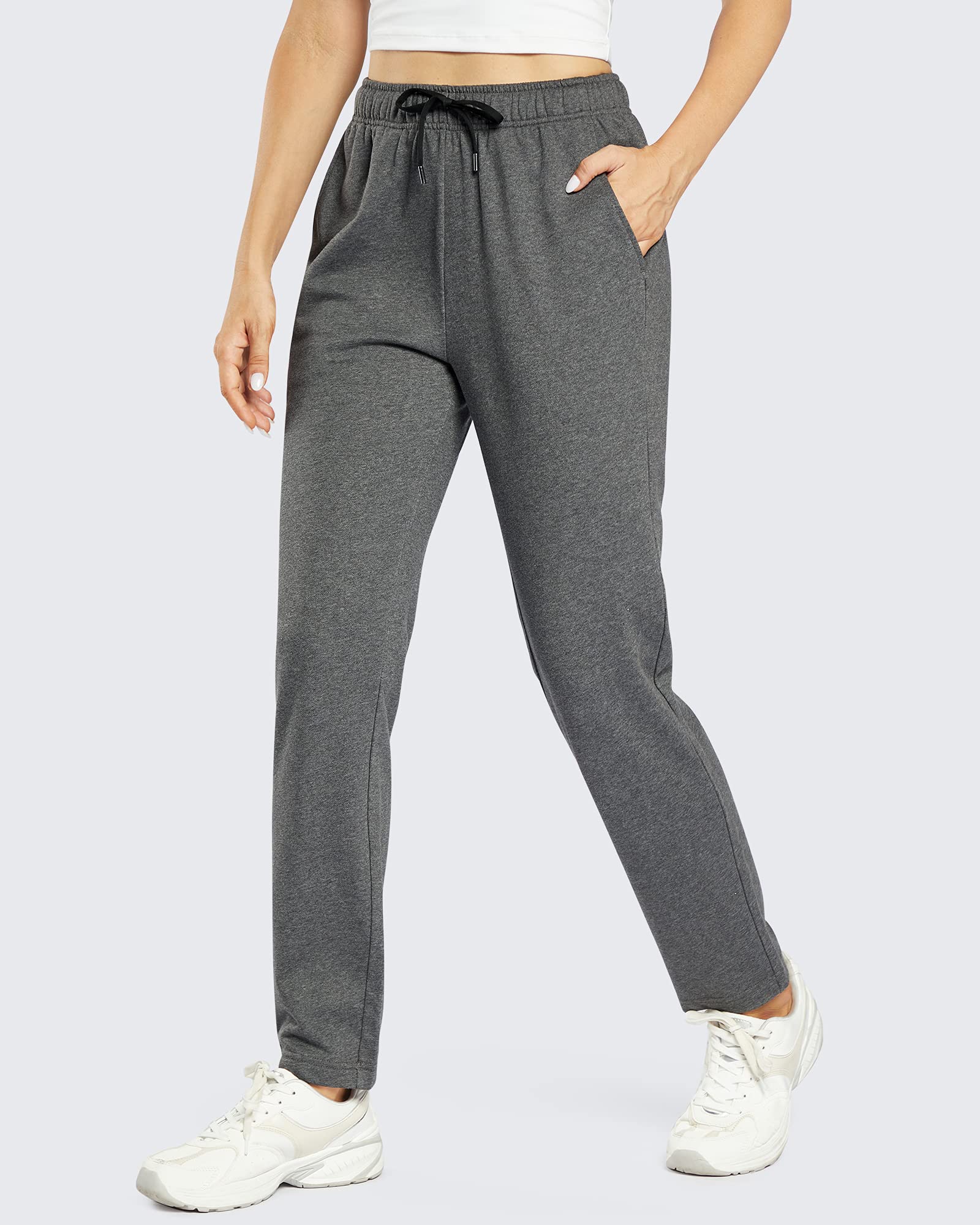 OUGES Pantalon de Jogging en Coton pour Femme Pantalon de Sport Ouvert