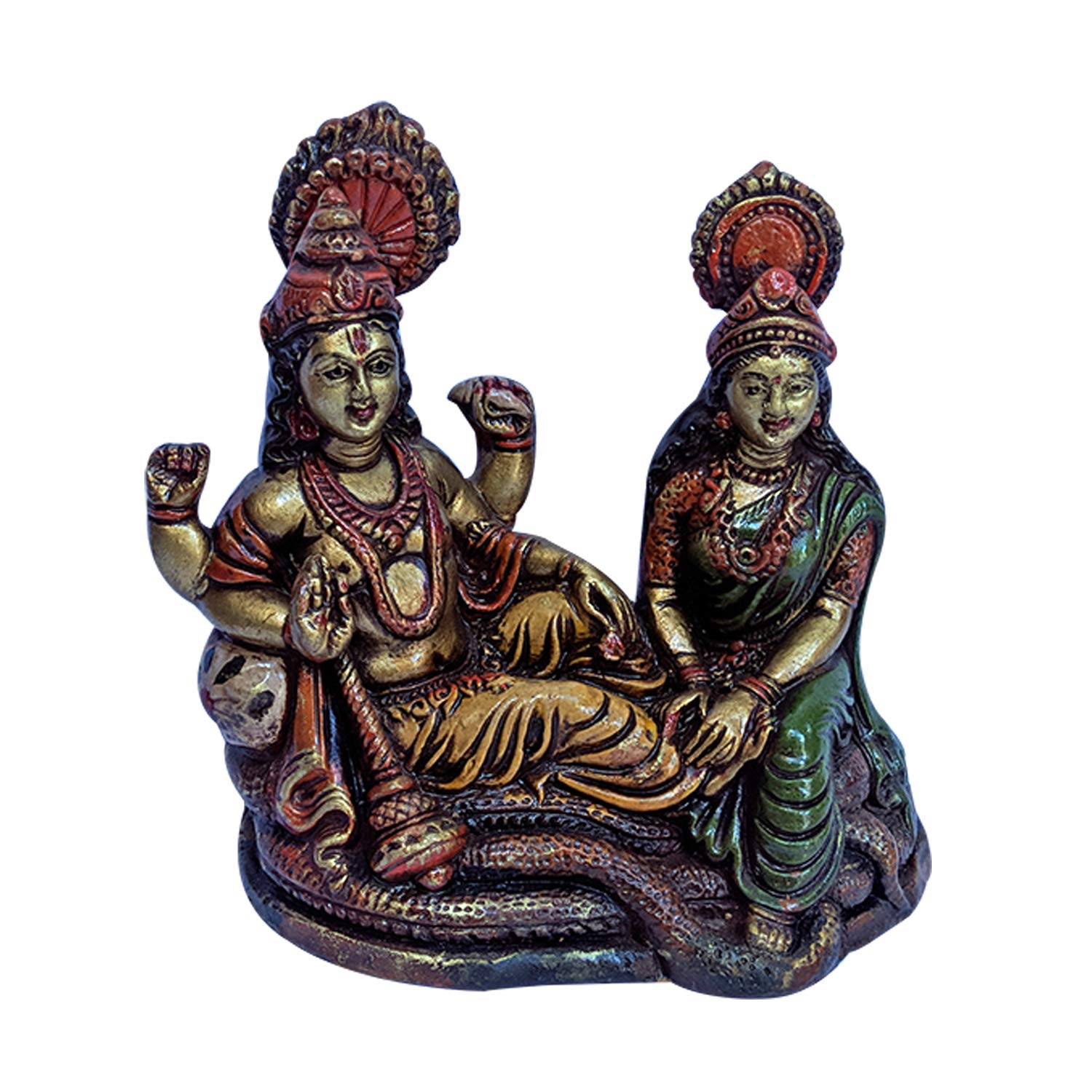 India Meets India Handicraft Lord Vishnu Lakshmi Fibre Statue 6"x5" Inch, Best Gifting Made By Awarded Indian Artisan