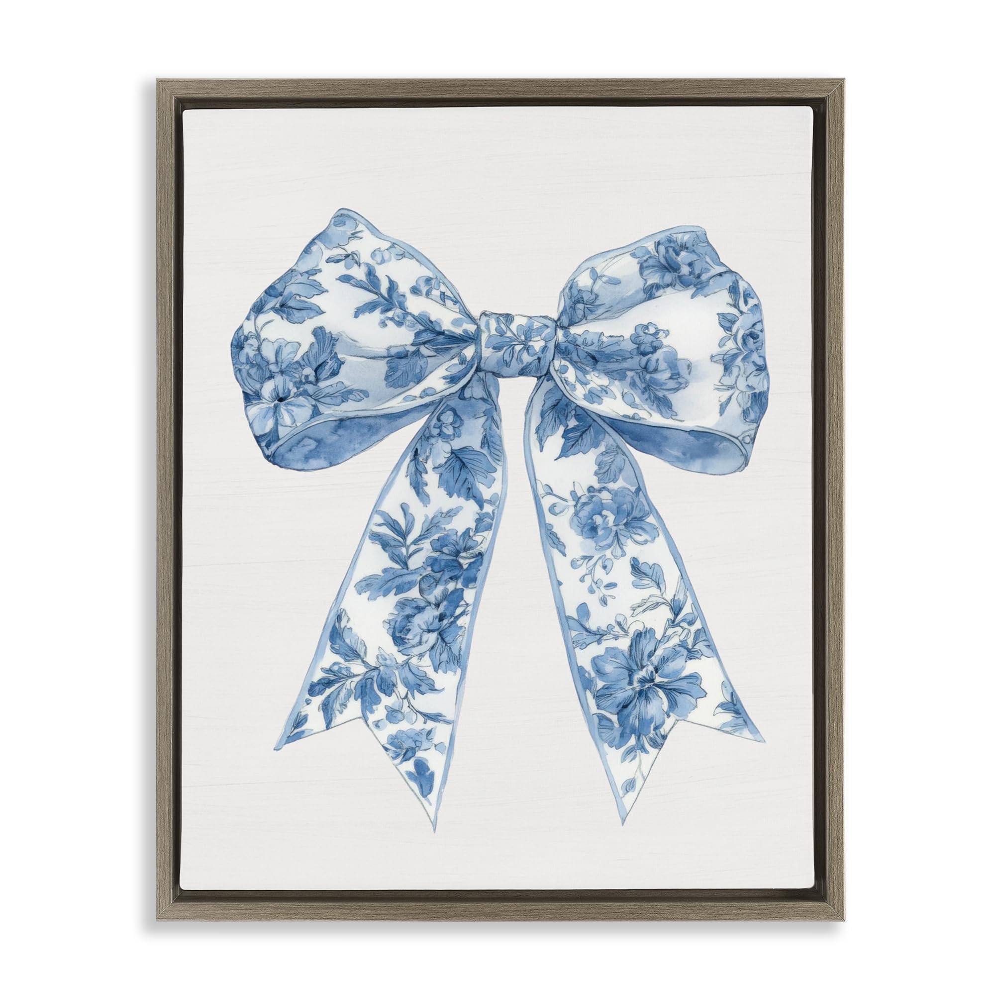 'Soft Delicate Toile Bow'| Floating Frame Canvas Art