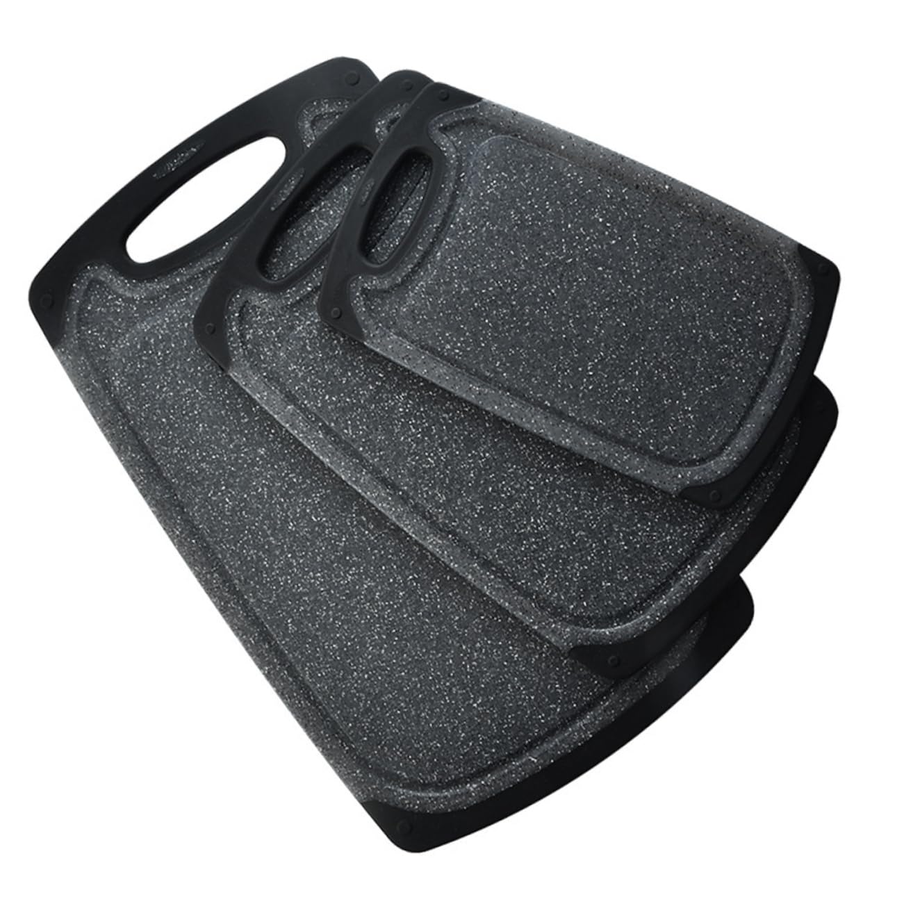 Tagliere Nero in Plastica Spesso 3 Pezzi, Antiscivolo