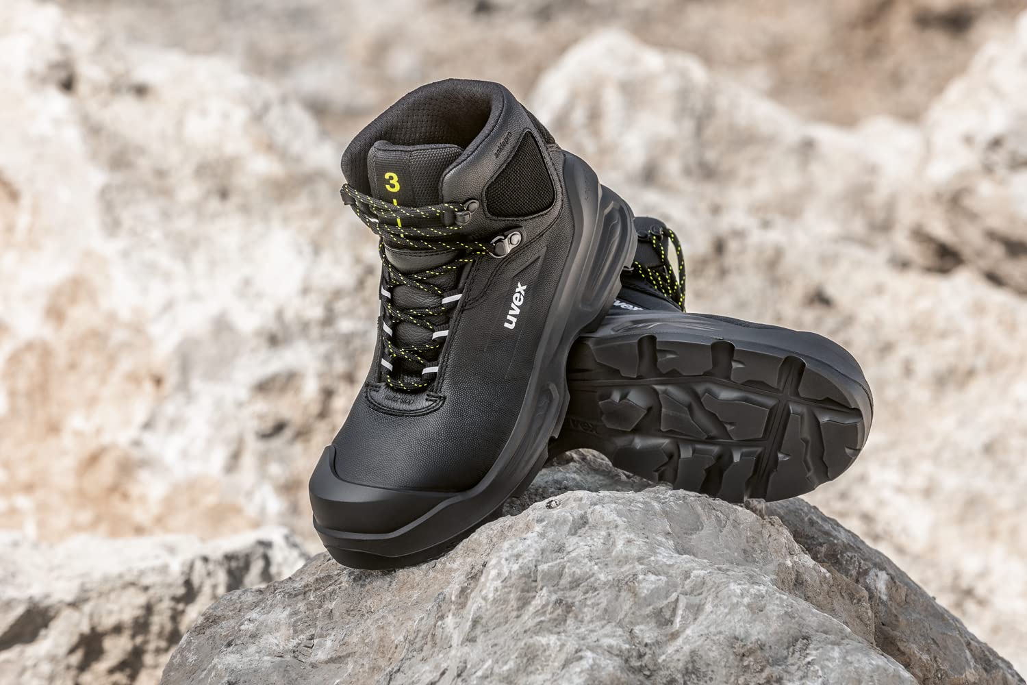 Uvex 3 Schnürstiefel S3 SRC ESD - Sicherheitsschuhe - Leder Arbeitsstiefel - wasserabweisende Sicherheitsstiefel - Weite 11