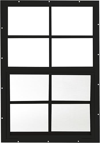 Ventanas de cobertizo de 18 x 27 pulgadas (paquete de 1) | Ventanas corredizas con vidrio templado y pantallas | Montaje empotrado, marcos de Negro