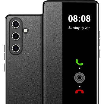 Mobile Phone Case for Samsung S26 Plus Case S View Clear View Flip Leather for Samsung Galaxy S26 Plus 5G Case Luxury Extra Thin Shockproof Scratch-Resistant Protective Cover Case Clear S
