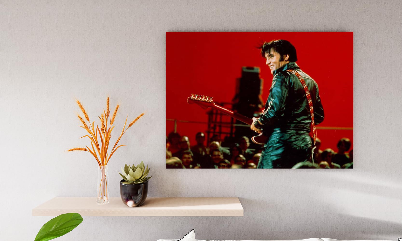 VERRE ART Printed Framed Canvas Painting for Home Decor Office Wall Studio Wall Living Room Decoration (14x10inch Wrapped) - Rock And Roll Musician Elvis Presley