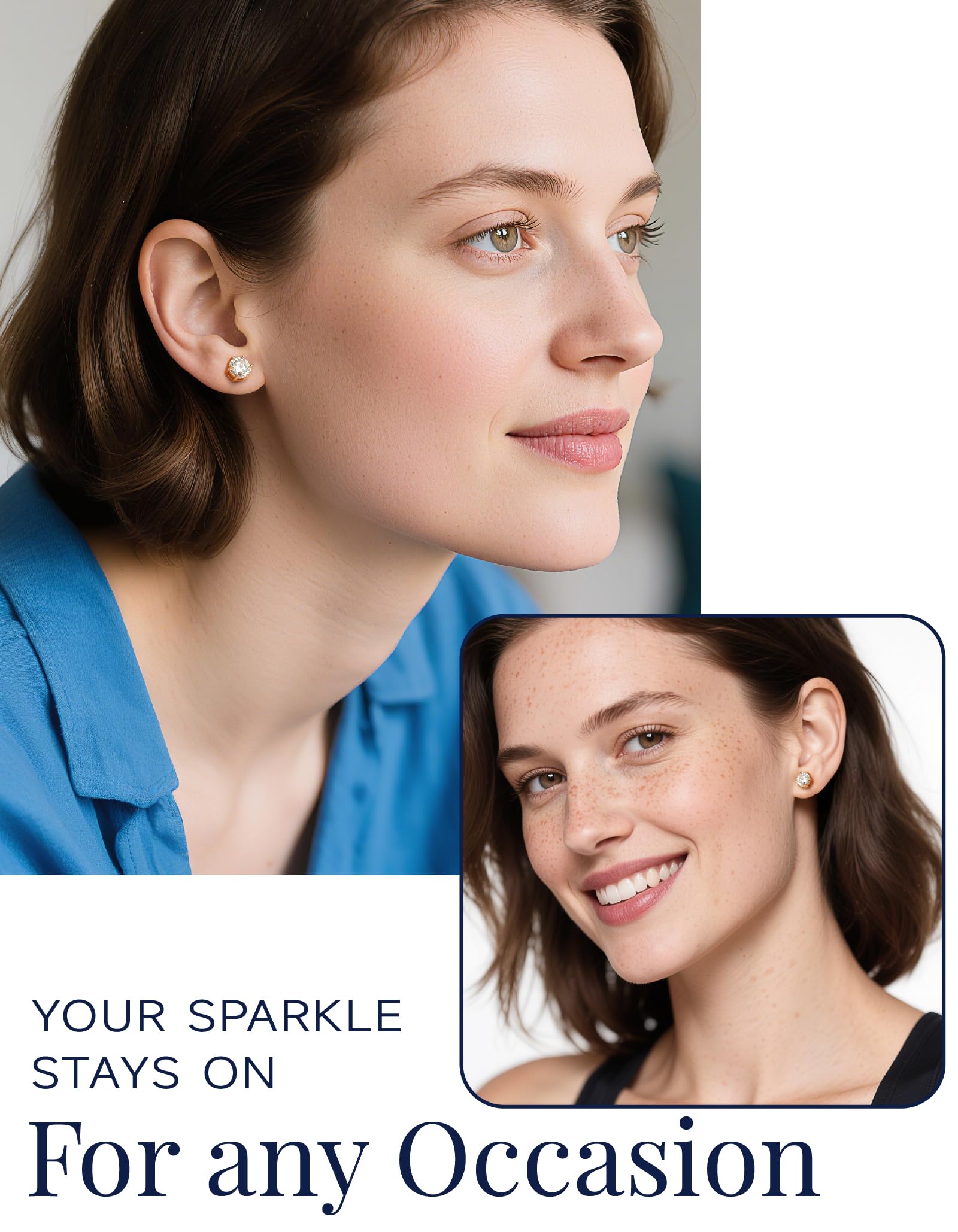 MomentWish Orecchini Moissanite, 1-4 Carati Orecchini Brillante Uomo Argento 925/Oro 18K Simulato Diamante Uomo Donna Orecchini Punto Luce Anallergici Regalo Festa Della Mamma 5/6.5/8mm