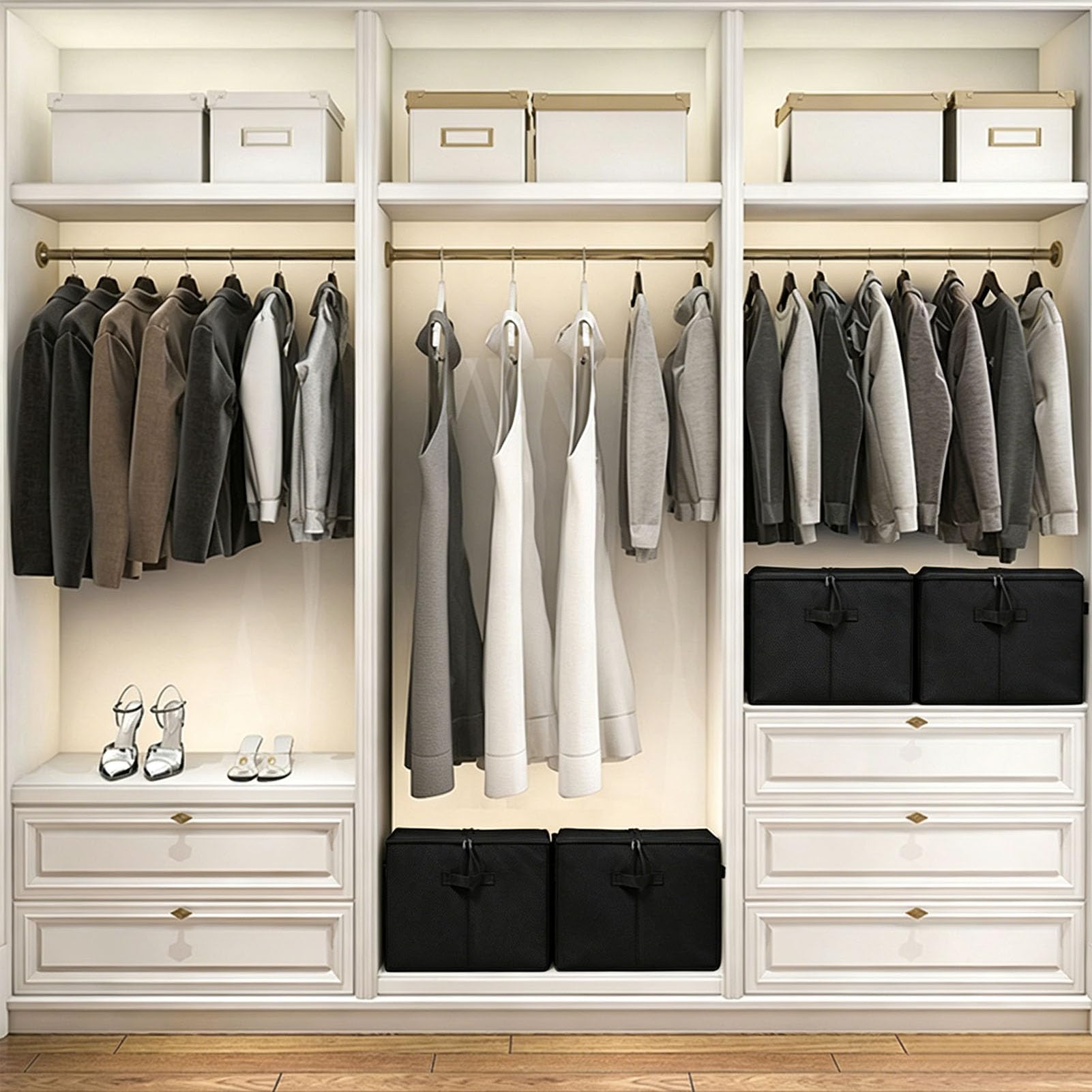 Organizer per Scarpe Scatola Impilabile in Tessuto Oxford Impermeabile e Antipolvere per 16 Paia di Scarpe, Ideale per Armadi e Ingressi (BLACK)