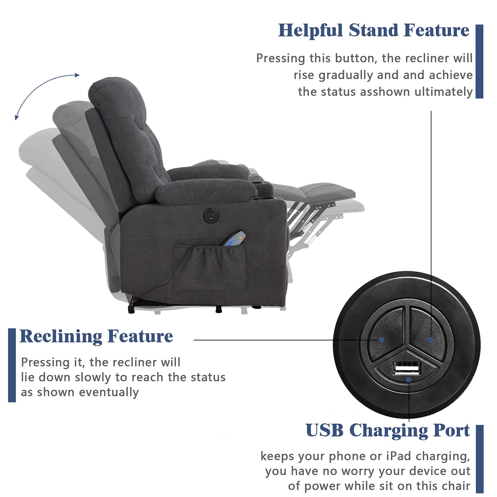 Buy Power Lift Recliner Chairs for Elderly with Massage & Heating