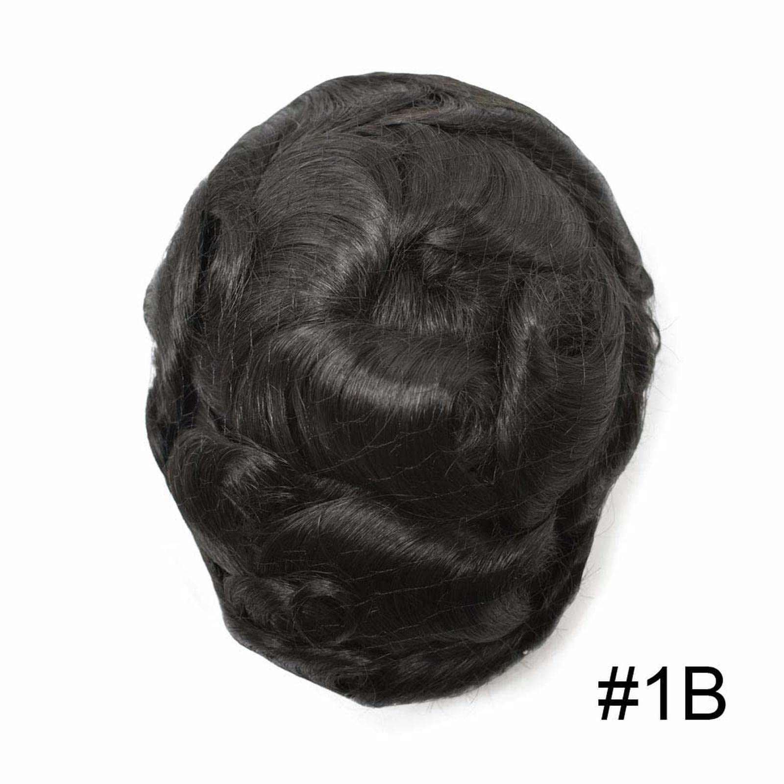 Fine Mono postiche pour homme 100 % cheveux humains Remy de remplacement (22,9 x 15,2 cm, brun foncé)