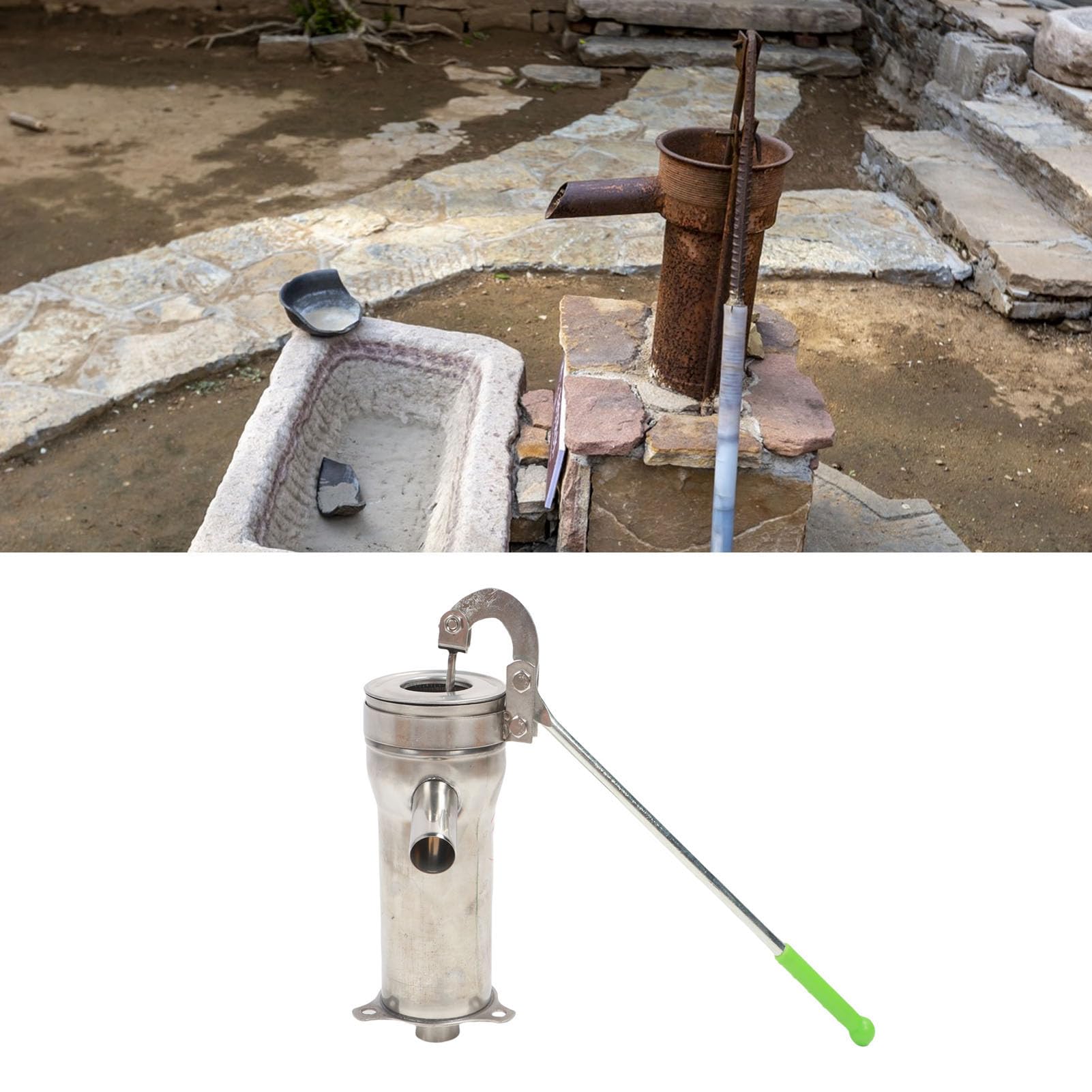 Jeffergarden Bomba Manual de Succión de Agua de Pozo Profundo, Bomba Manual de Acero Inoxidable con Profundidad de Succión de 8 M para Jardinería y Agricultura