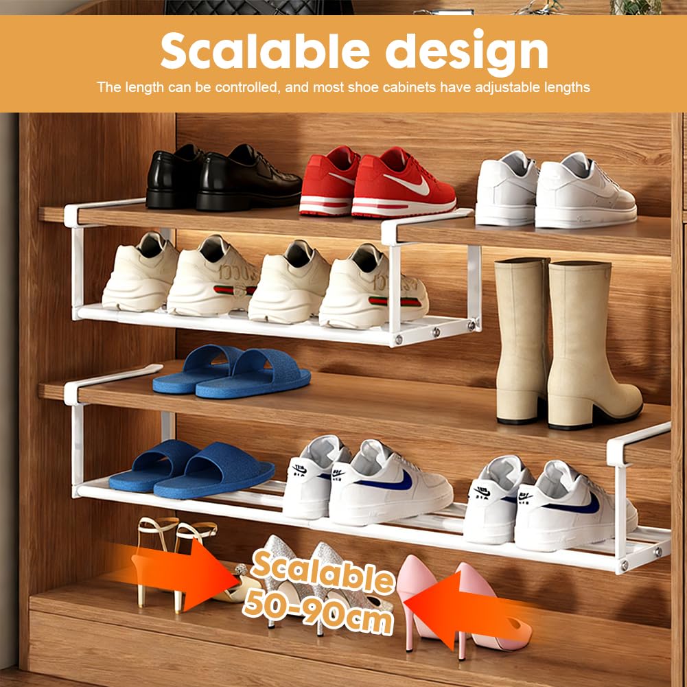 Wiszący regał na buty, organizer w szafie (biały, 40-70 cm)