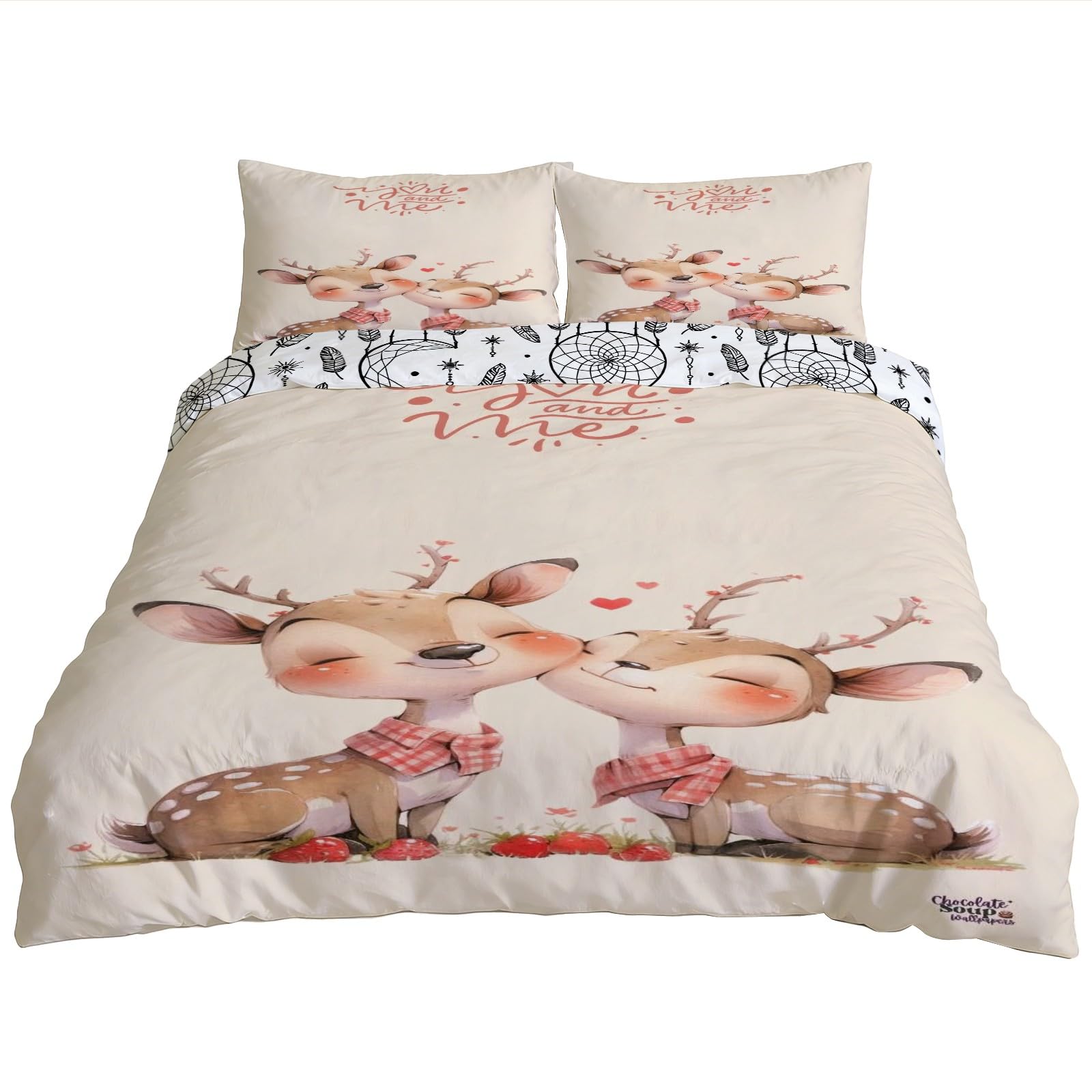 Housse de couette 240x220 cm réversible microfibre facile à laver contre les nuits fraîches