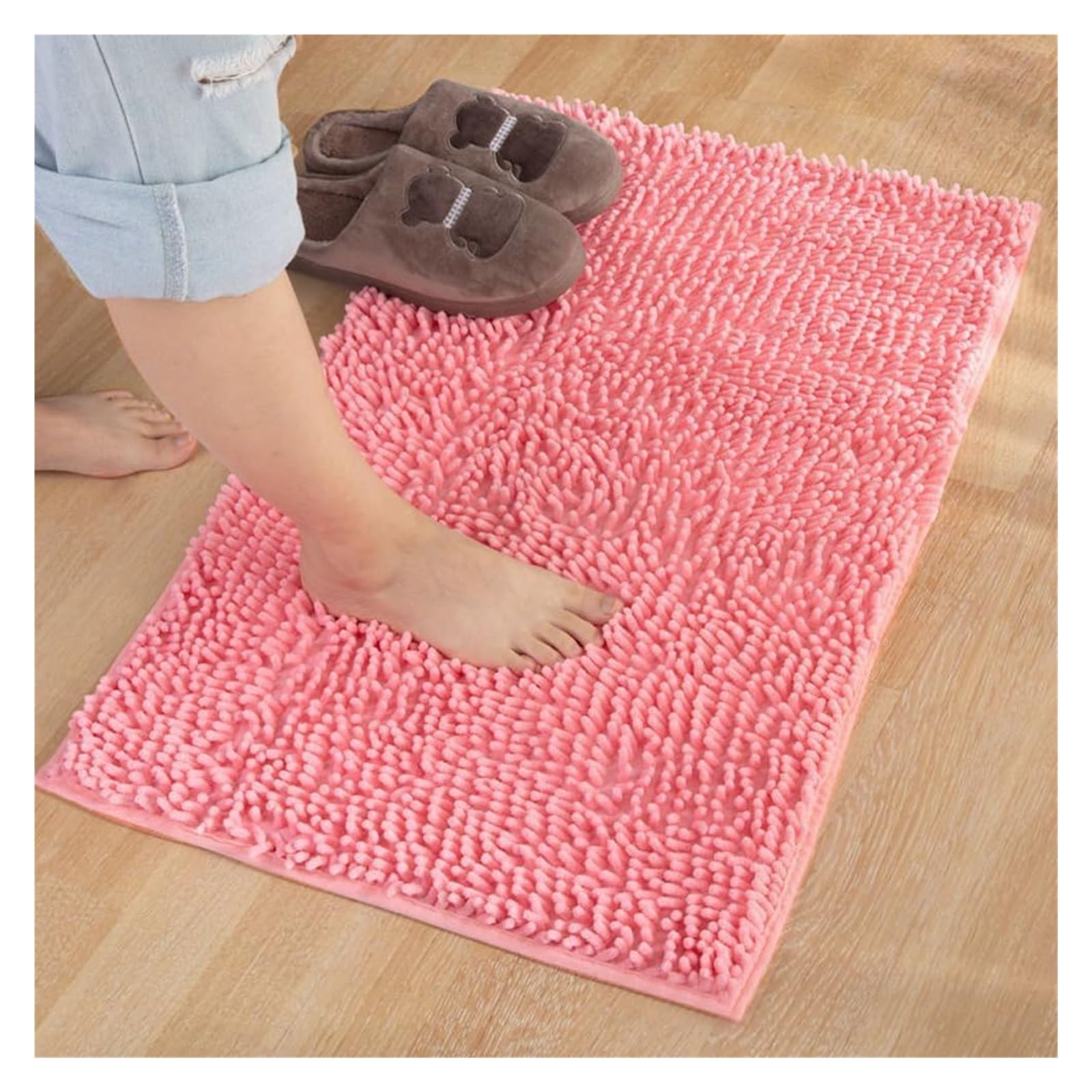 Tapis de bain antidérapant en microfibre chenille douce, séchage rapide, lavable en machine, idéal pour la maison et le spa, tapis de sol pelucheux pour confort et sécurité, 60 x 90 cm