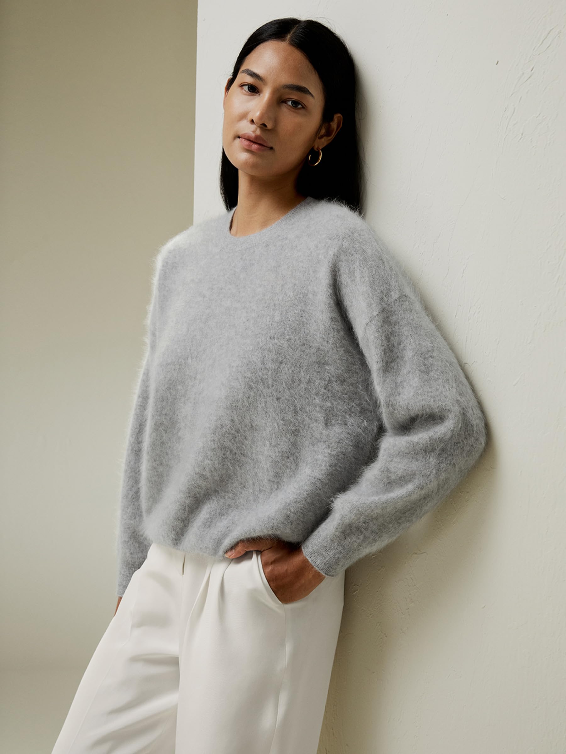 LilySilk 100% Kaschmirpullover für Damen, lässiger Rundhalsausschnitt, lockerer Schnitt, überschnittene Schultern, entspannte Passform, Pullover für den Winter