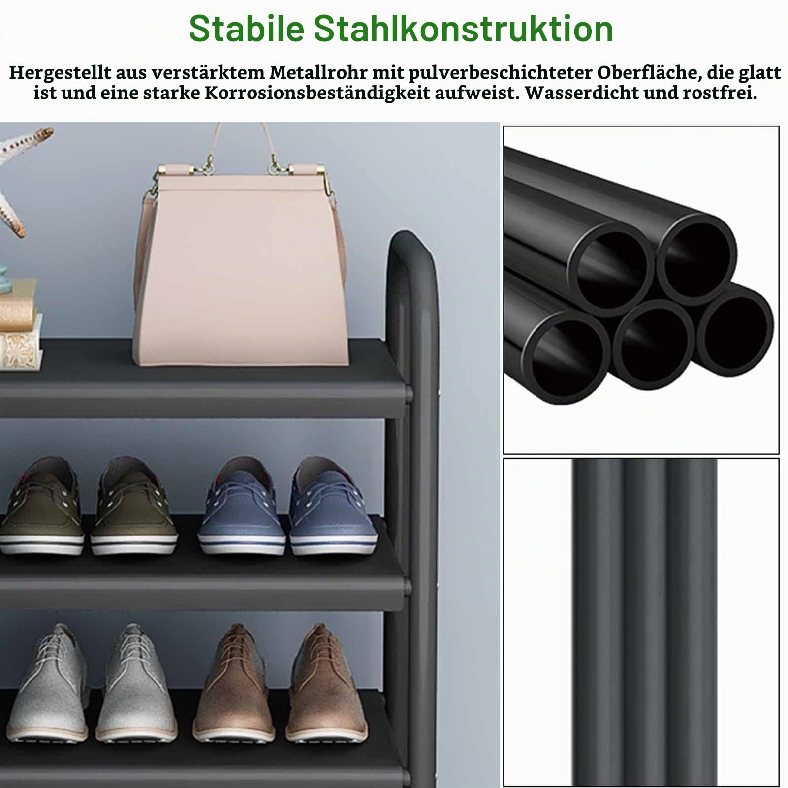 Outdoor-Schuhregal aus Metall, wetterfest, Schuhregal-Organizer für den Eingangsbereich, Garageneingang und Schmutzfänger, Mehrzweck-Aufbewahrungsorganisator für Bücher, Blumentöpfe, Pflanze