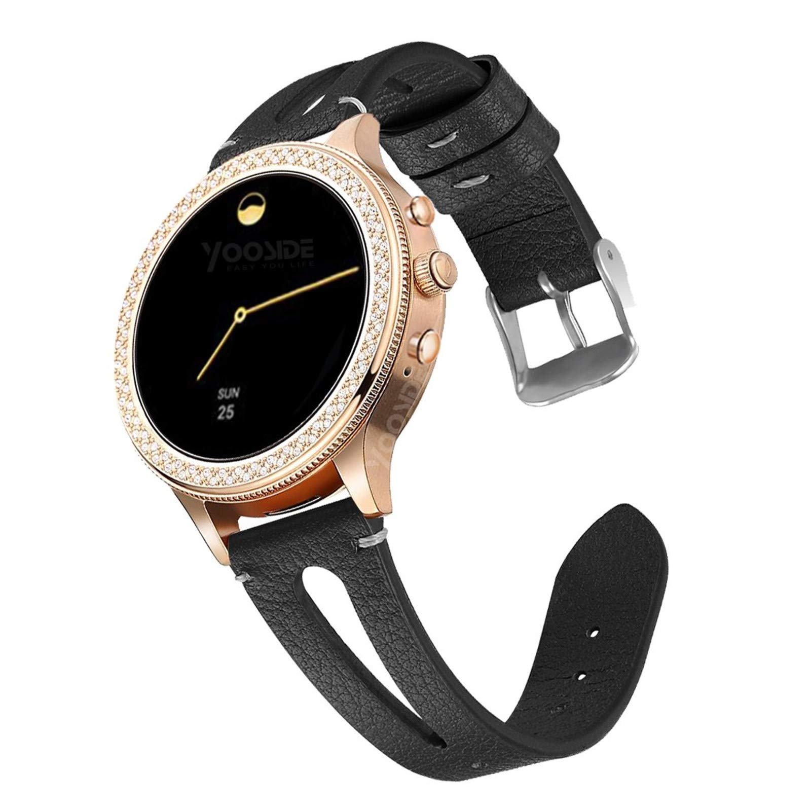 YOOSIDE for Fossil Q Venture Leather Watch Band,18mm Quick Release Classics Soft Matte Leather Watch Band Strap for Ticwatch C2 Rose Gold,Fossil Q Venture Gen3/Gen 4,Withings Steel HR 36mm (Black)