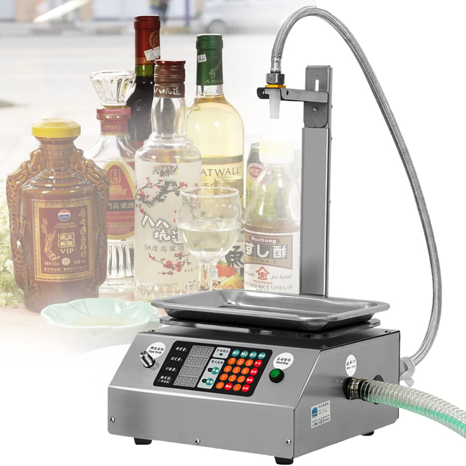 MáQuina de Llenado de LíQuidos,MáQuina de Llenado Cuantitativo de LíQuidos,Cantidad de Llenado de Control de Pantalla de Microcomputadora LCD,Adecuada para Licor,Bebida,Agua Mineral