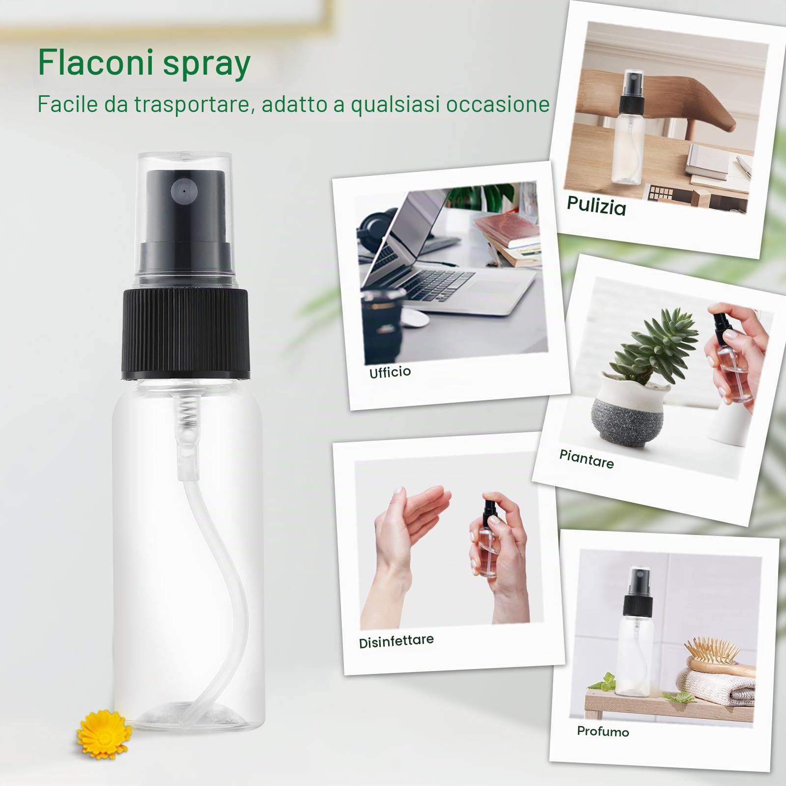 Toureal 30ML Flacone Spray Vuoto da Viaggio (12 Pezz) Plastica Bottiglia Atomizzatore, Boccette Contenitori per Liquidi (Trasparente)