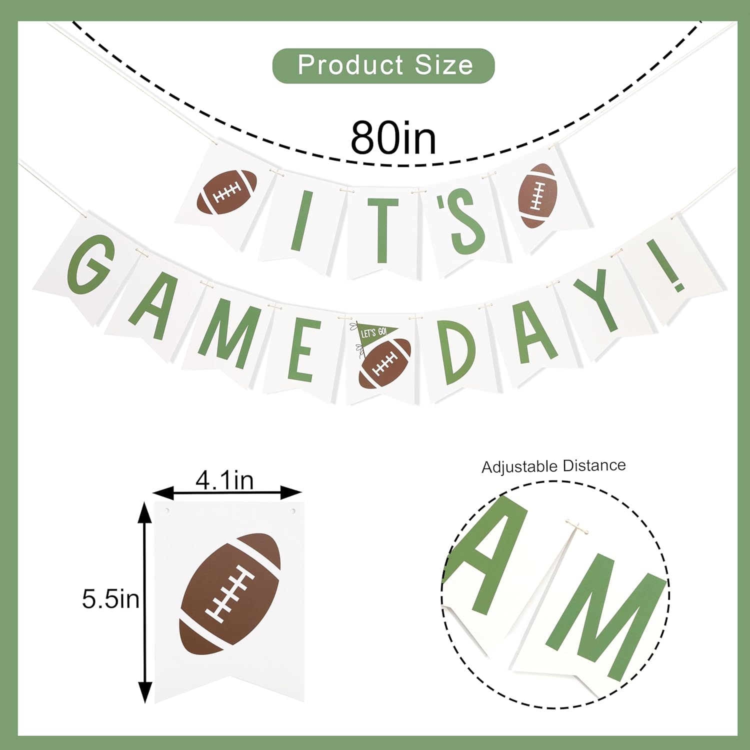 It's Game Day Banner - Football Theme Party Decorations,Game Day Football Garland,Sports Birthday Holiday Hanging Decorations,Sports Party Banner Photo Backdrop - Image 2
