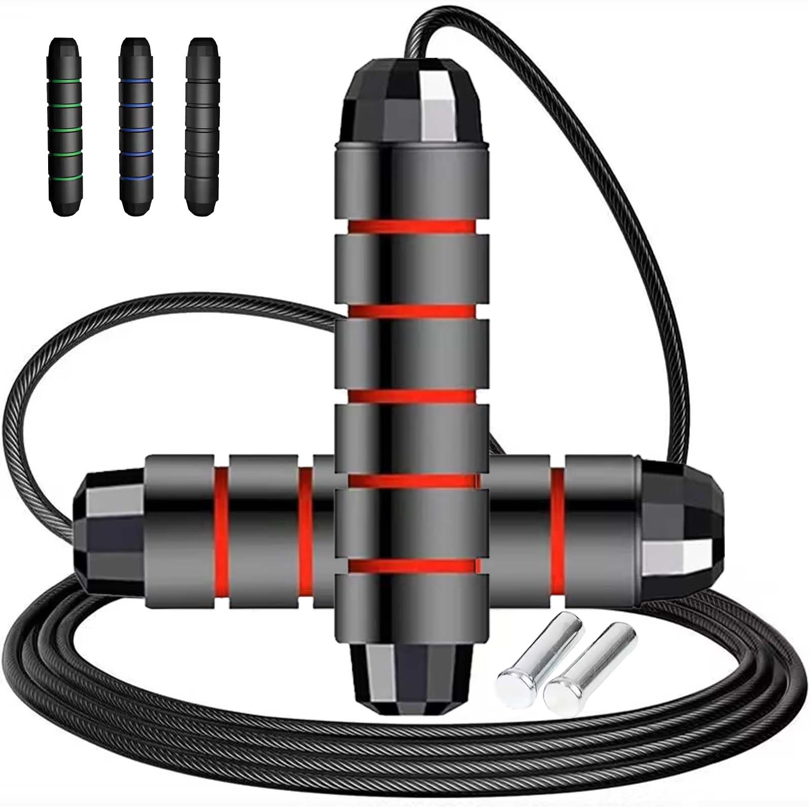 Adjustable Weighted Jump Rope, 9ft Long Tangle-Free Rapid Speed Jumprope for Fitness Exercise Workout Home Gym Double Dutch Crossfit, Battle Skipping Jumping Rope for Women Kid Men Girl Tall Boy