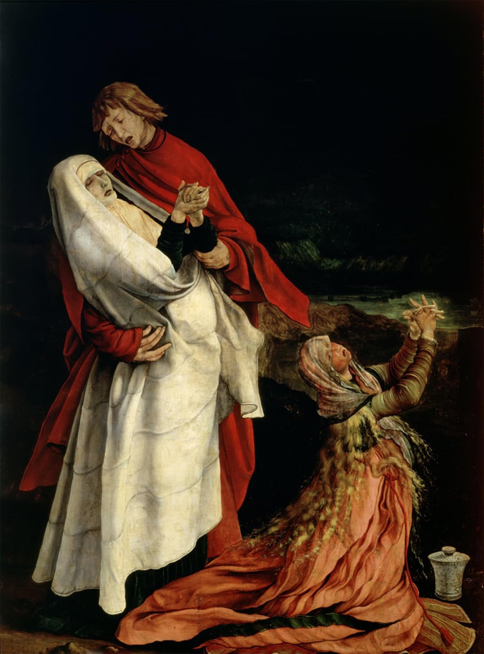 ARTXLXXBN Famous Prints Artwork Pictures Poster Painting Art Virgin and Mary Magdalen At the Foot of the Cross by Matthias Grünewald Artwork Landscape Pictures for Home Decor 60x90cm