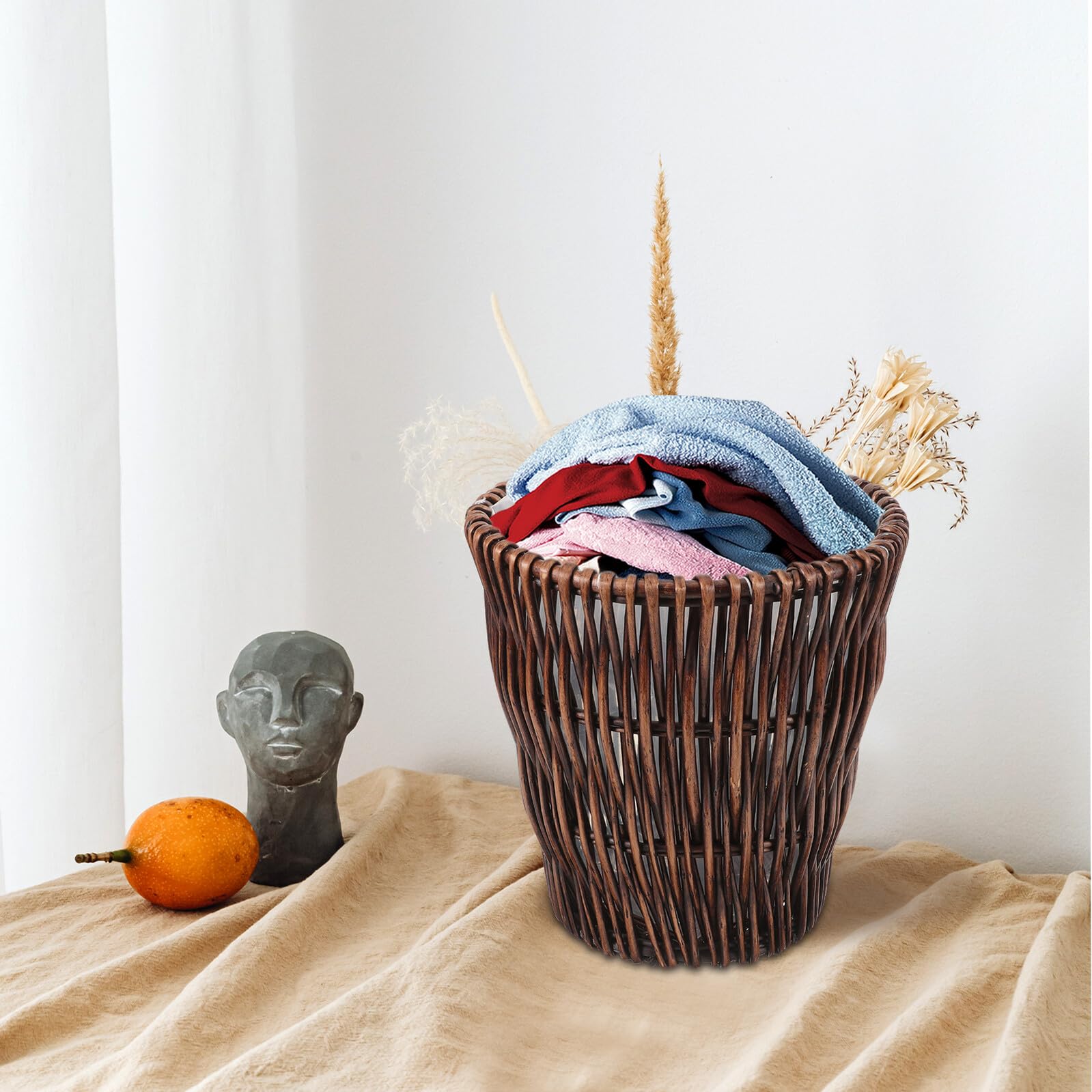 BESPORTBLE Natürlicher Rattan Abfallkorb Pastoral Stil Geflochtener Müllkorb Umweltfreundlicher Papierkorb Für Wohnzimmer Schlafzimmer Badezimmer