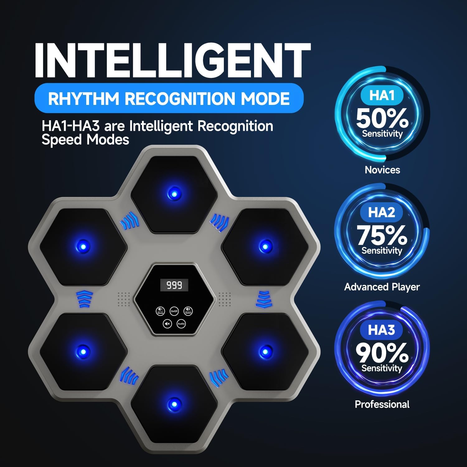 Music Boxing Machine with Gloves for Adults  Kids,5 Button LCD Touch Control with One Button Mute  Rhythm Recognition,17.3 Large Size Wall Mounted Boxing Target for Home Gym,HIFI Bluetooth Speaker