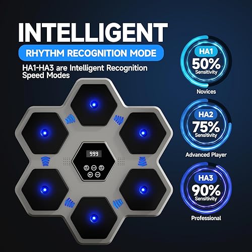 Miniatura 6 de Music Boxing Machine with Gloves for Adults & Kids,5 Button LCD Touch Control with One Button Mute & Rhythm Recognition,17.3'' Large Size Wall