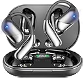 Open Ear Clip Wireless Earbuds Bone Conduction Headphones, Bluetooth 5.4, Open Ear Design for Running Fitness,office，Built-in Mic, IPX7 Waterproof, LED Display Charging Case,Ear Hooks Ear Buds