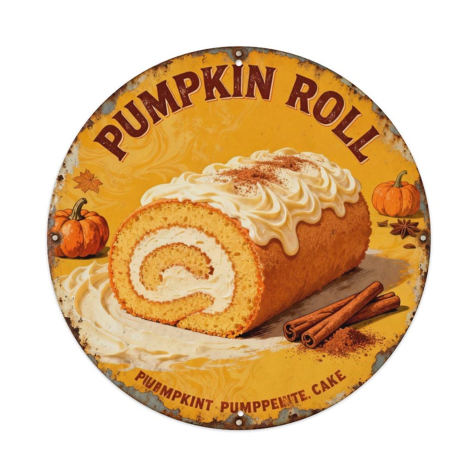 PUMPKIN ROLL Metal Tin Sign Plaque