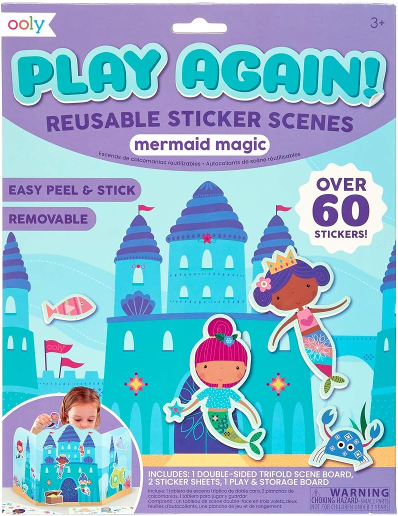OOLY, Play Again! Reusable Sticker Scenes: Mermaid Magic