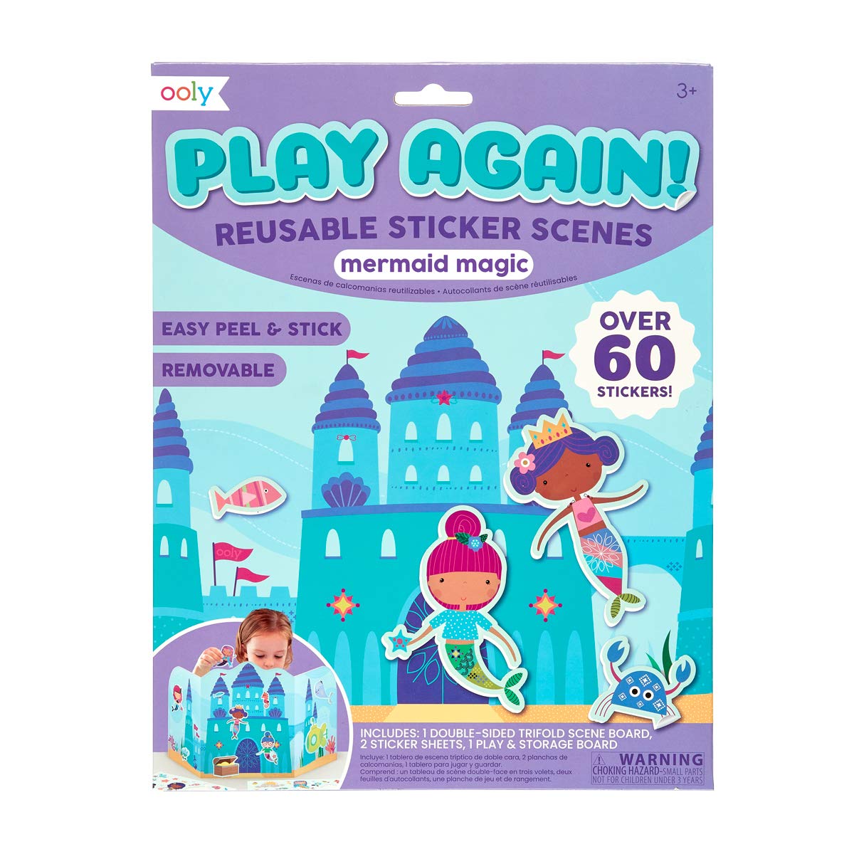 OOLY, Play Again! Reusable Sticker Scenes: Mermaid Magic